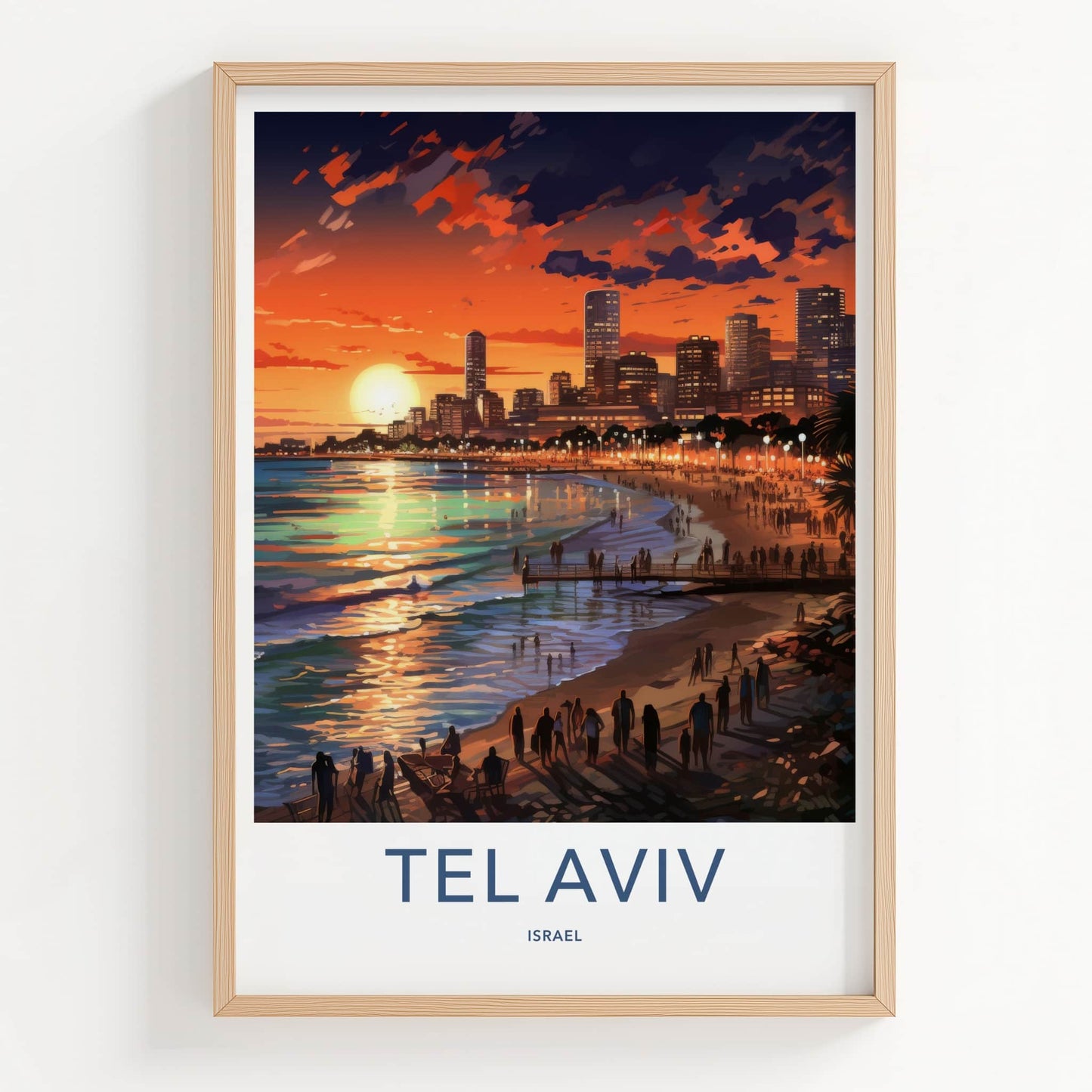 Tel Aviv Poster - Israel Travel Art - Vibrant City Sunset Home Decor