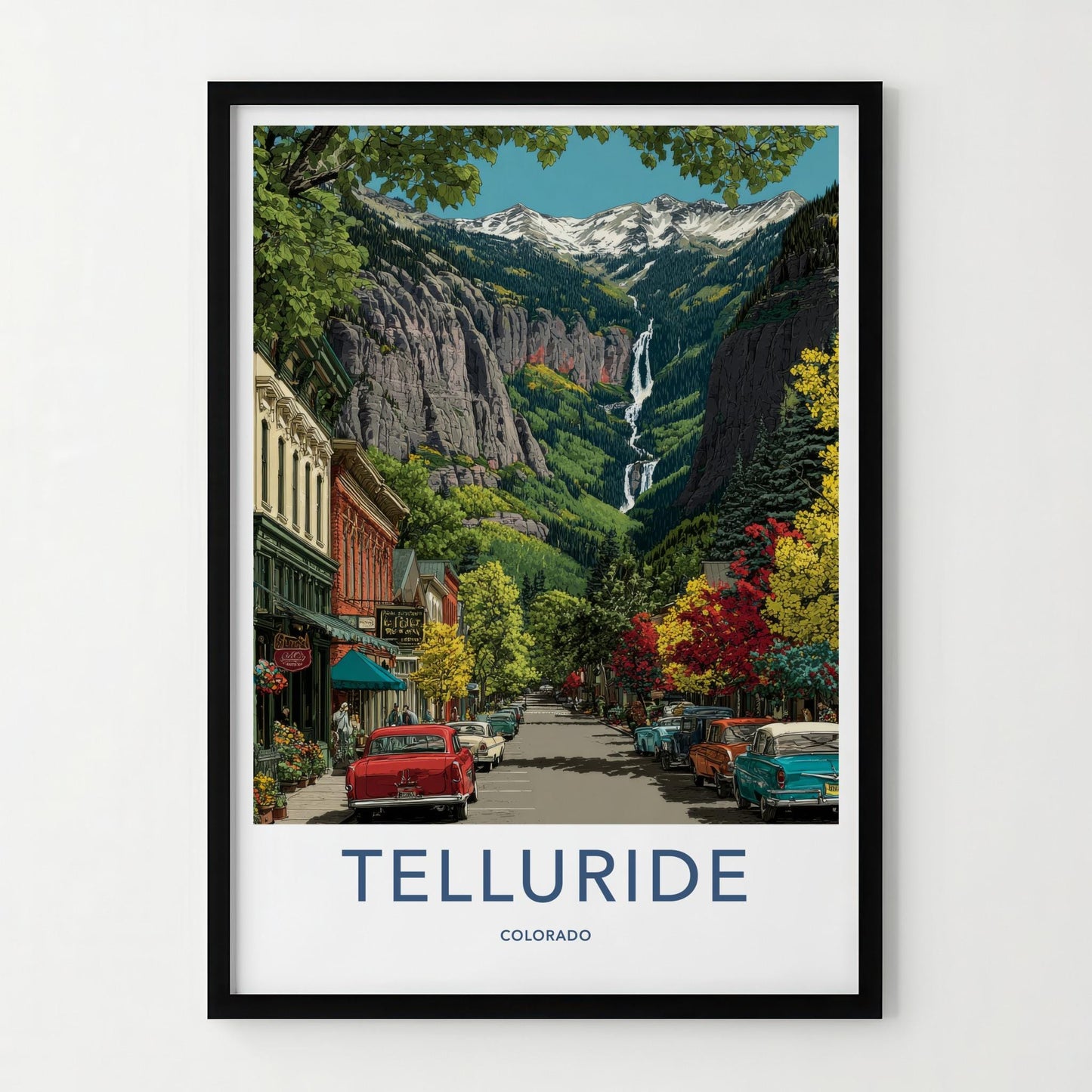 Telluride Poster - Colorado Art Print - Historic Street Waterfall Wall Decor