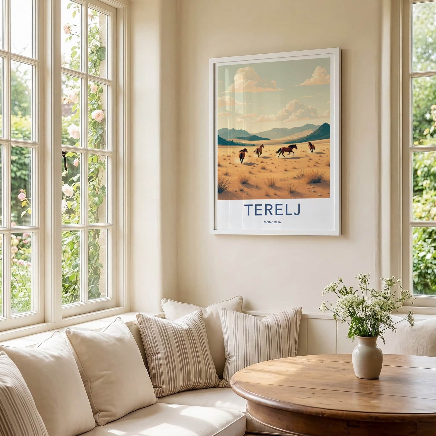 Terelj Poster - Mongolia Art Print - Wild Horses Steppe Wall Decor