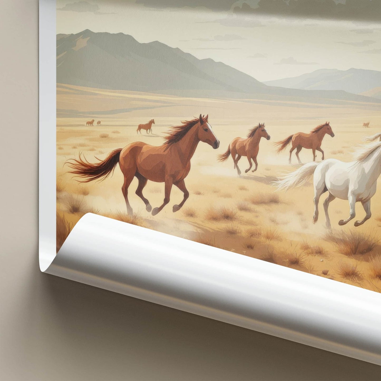 Terelj Poster - Mongolia Travel Art - Wild Horses Galloping Home Decor