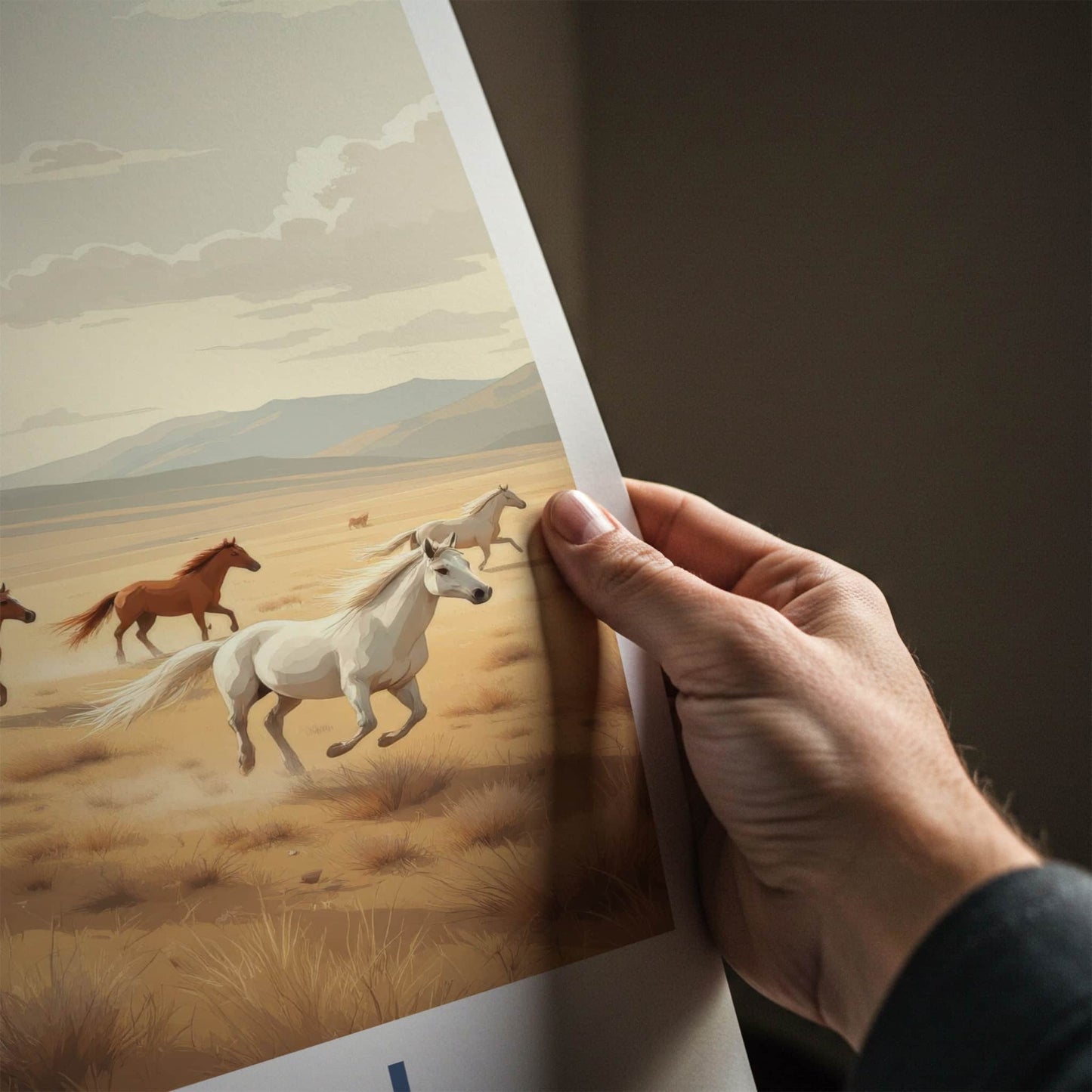 Terelj Poster - Mongolia Travel Art - Wild Horses Galloping Home Decor