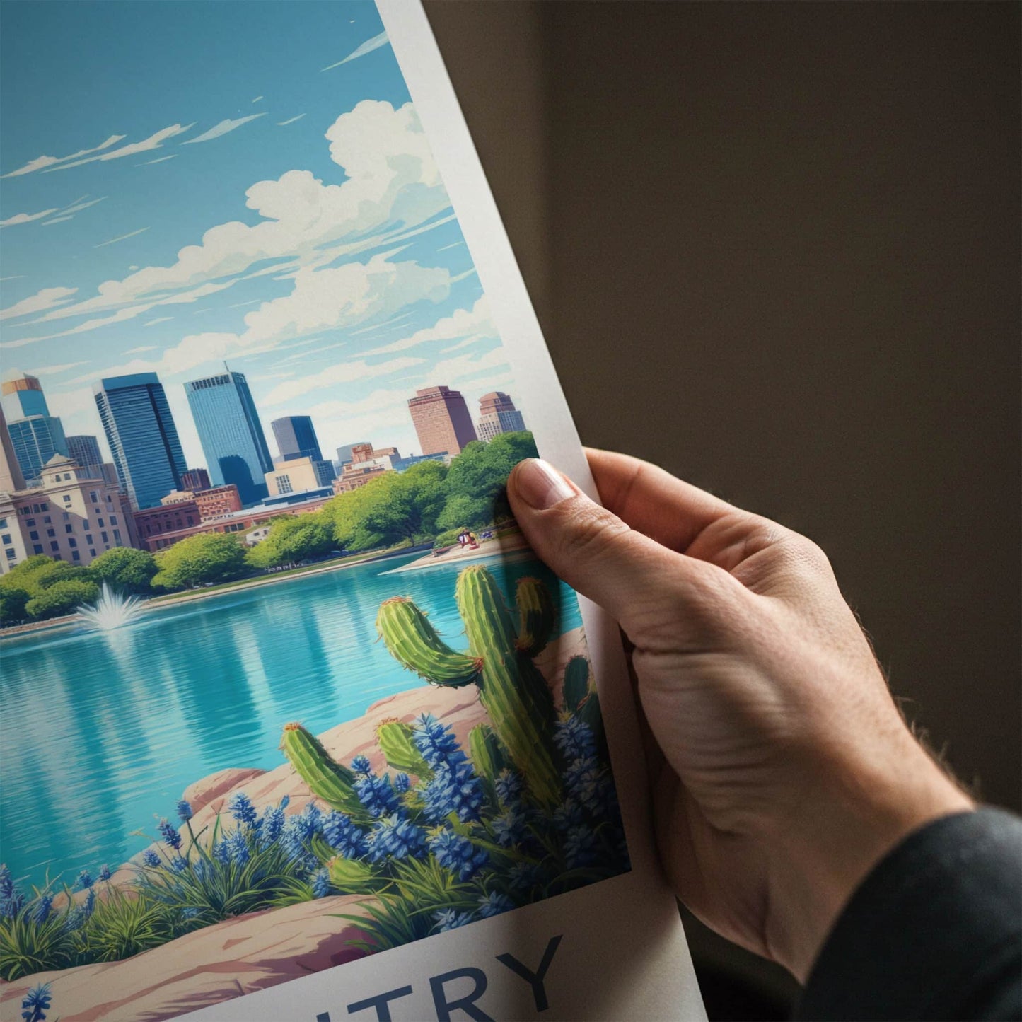 Texas Hill Country Poster - Texas Travel Print - State Capitol Lake Home Decor