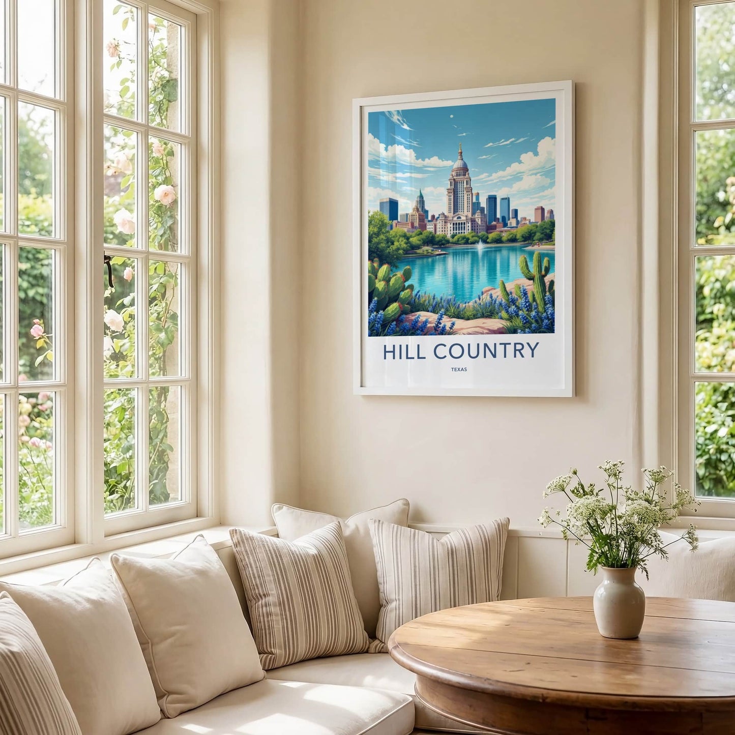 Texas Hill Country Poster - Texas Travel Print - State Capitol Lake Home Decor