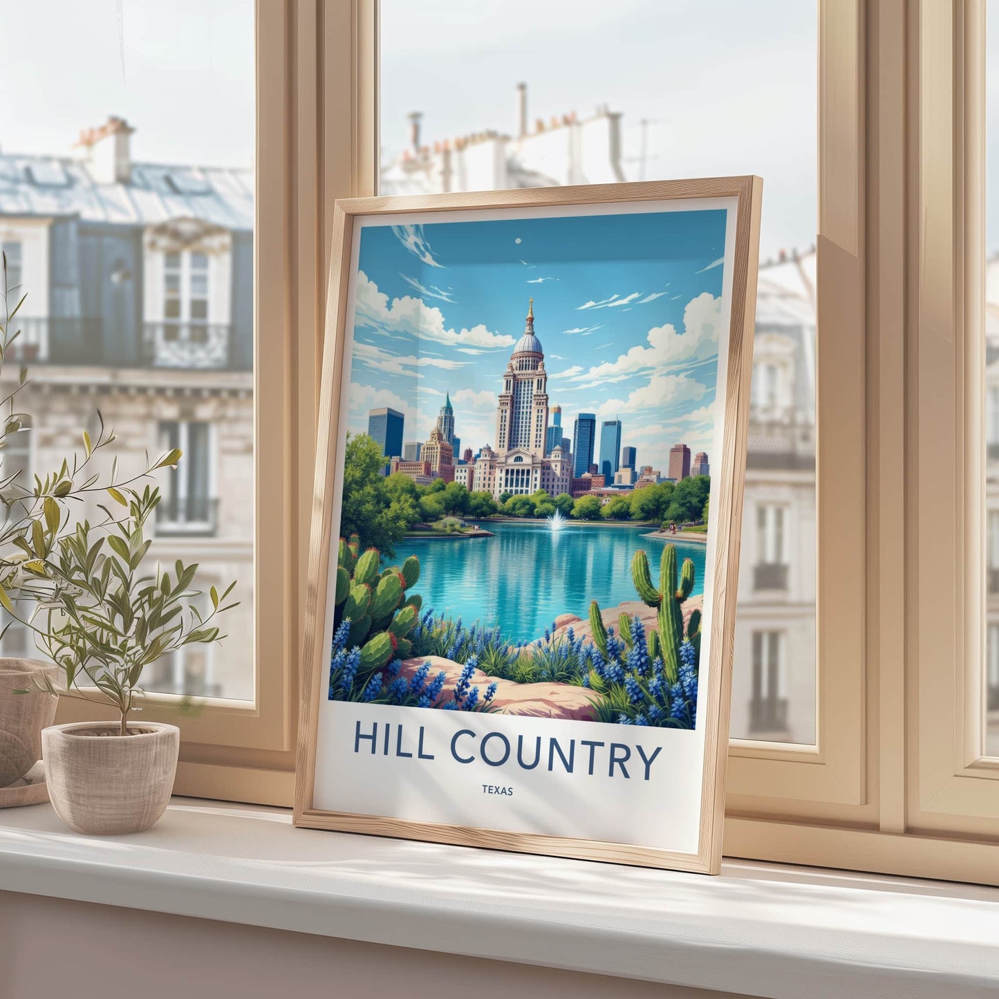 Texas Hill Country Poster - Texas Travel Print - State Capitol Lake Home Decor
