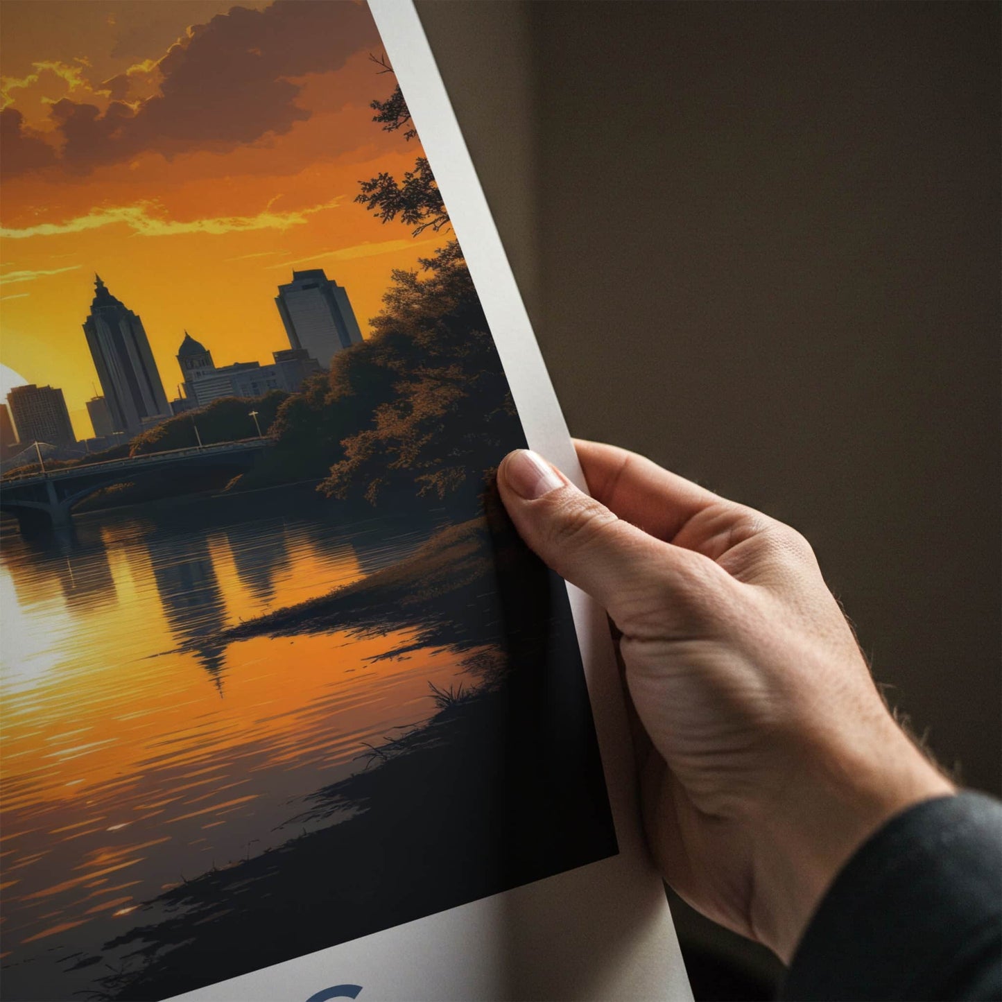Texas Poster - Texas Art Print - Orange Sunset Reflection Home Decor