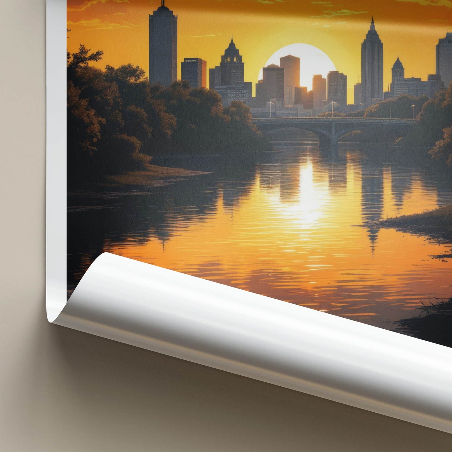 Texas Poster - Texas Art Print - Orange Sunset Reflection Home Decor