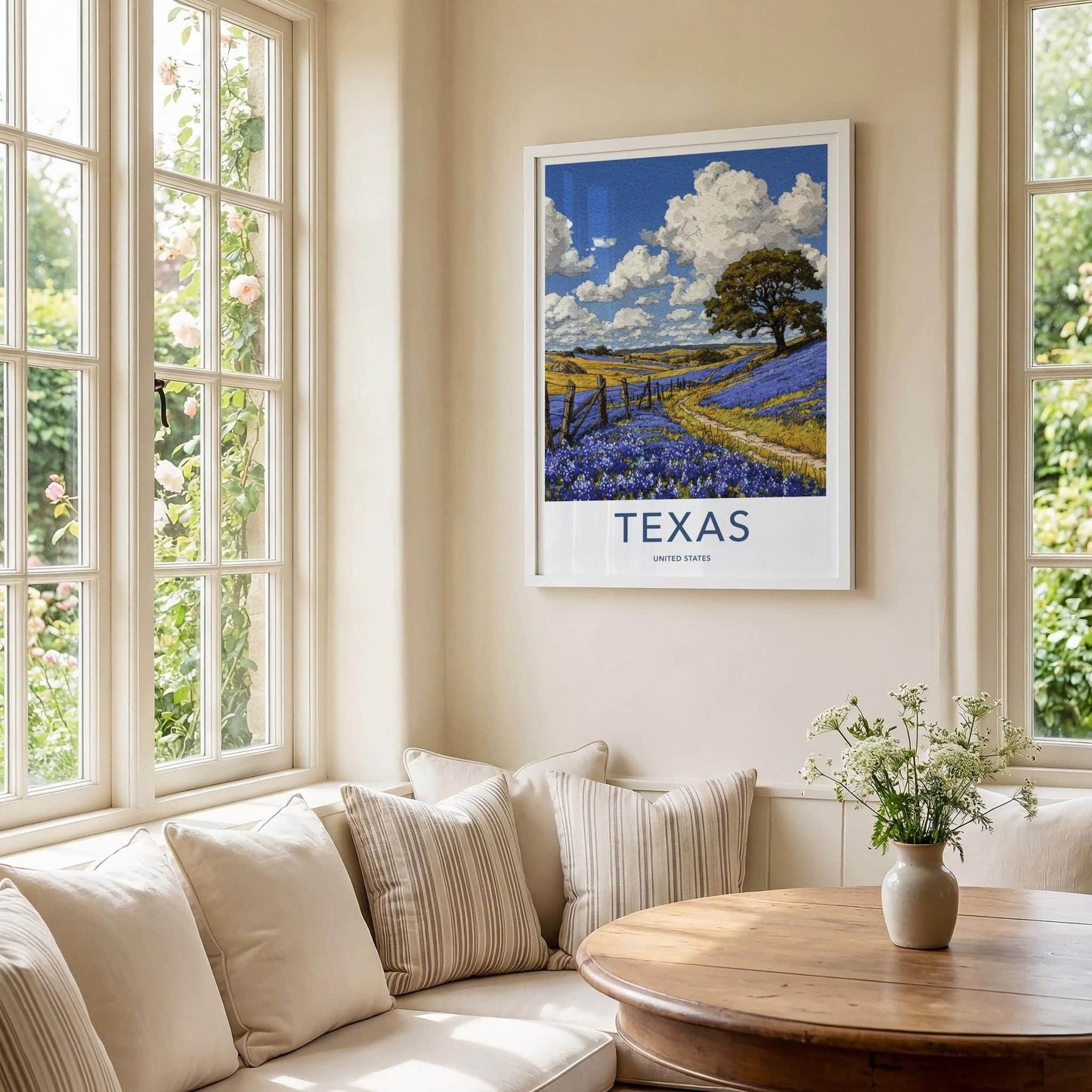 Texas Poster - Texas Travel Art - Bluebonnet Field Path Home Decor