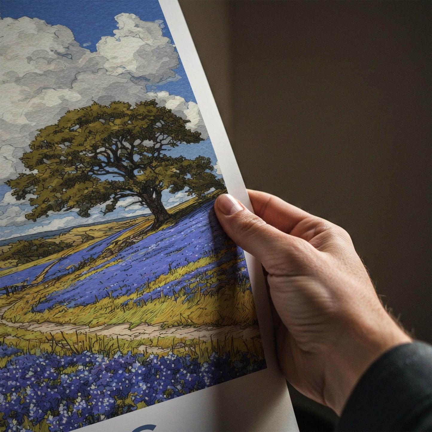 Texas Poster - Texas Travel Art - Bluebonnet Field Path Home Decor