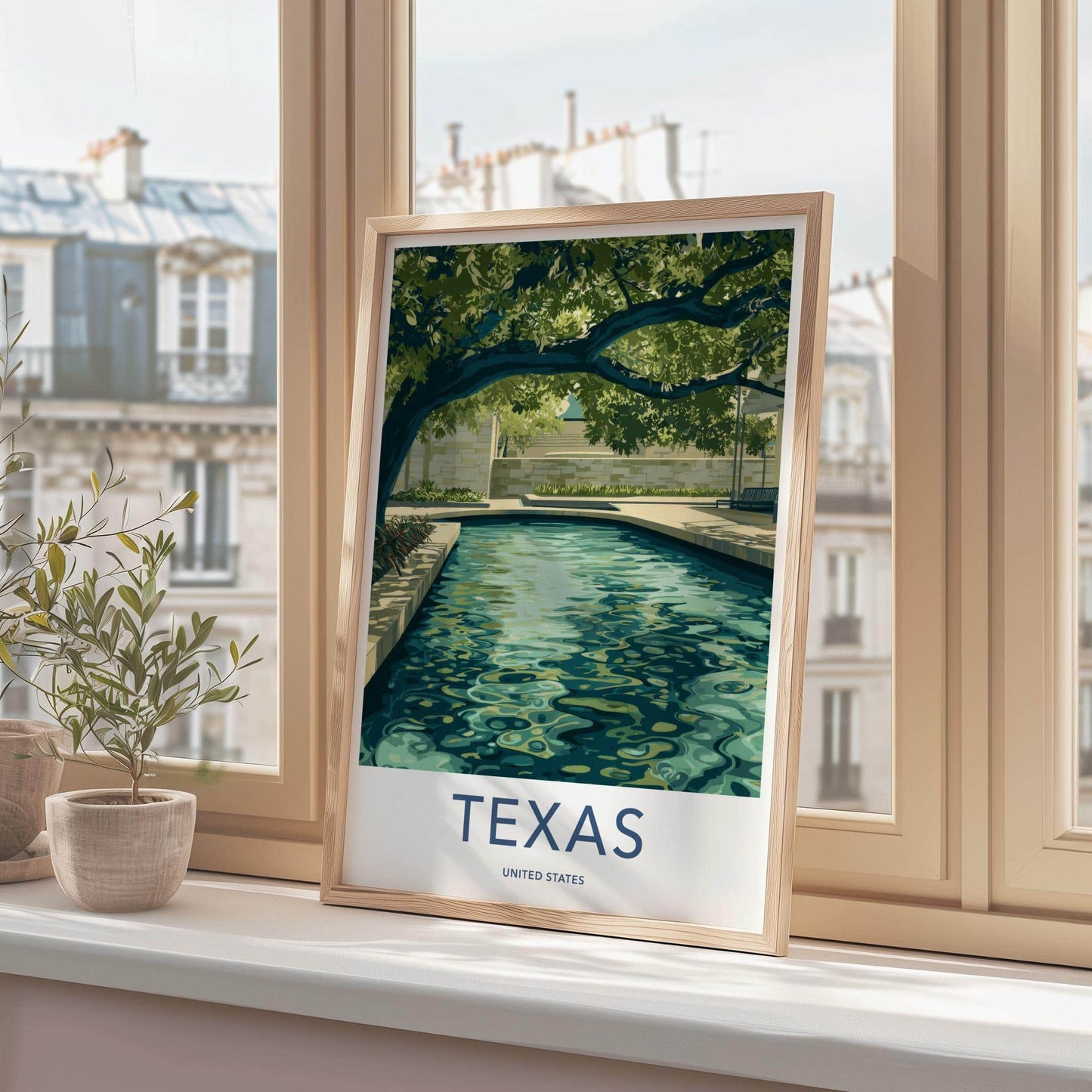 Texas Poster - Texas Travel Art - Shaded Water Feature Home Decor