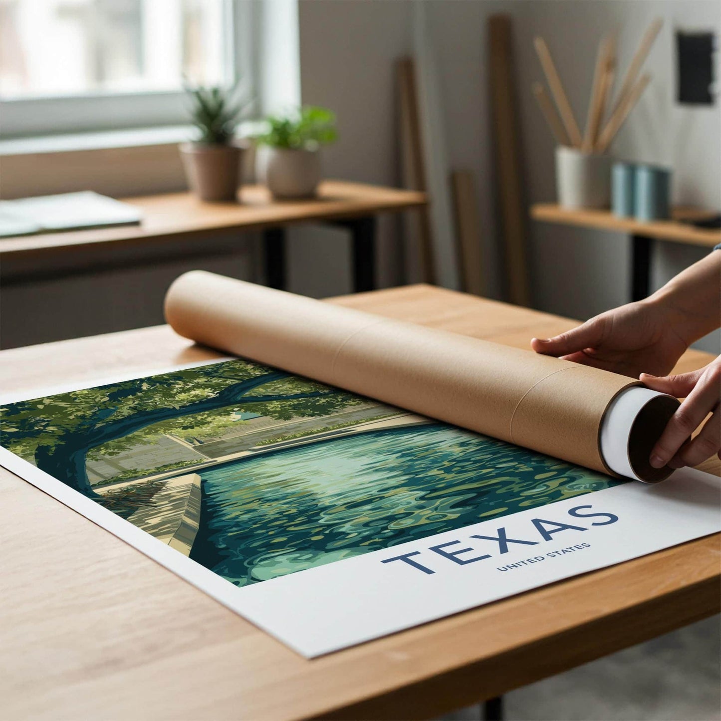 Texas Poster - Texas Travel Art - Shaded Water Feature Home Decor