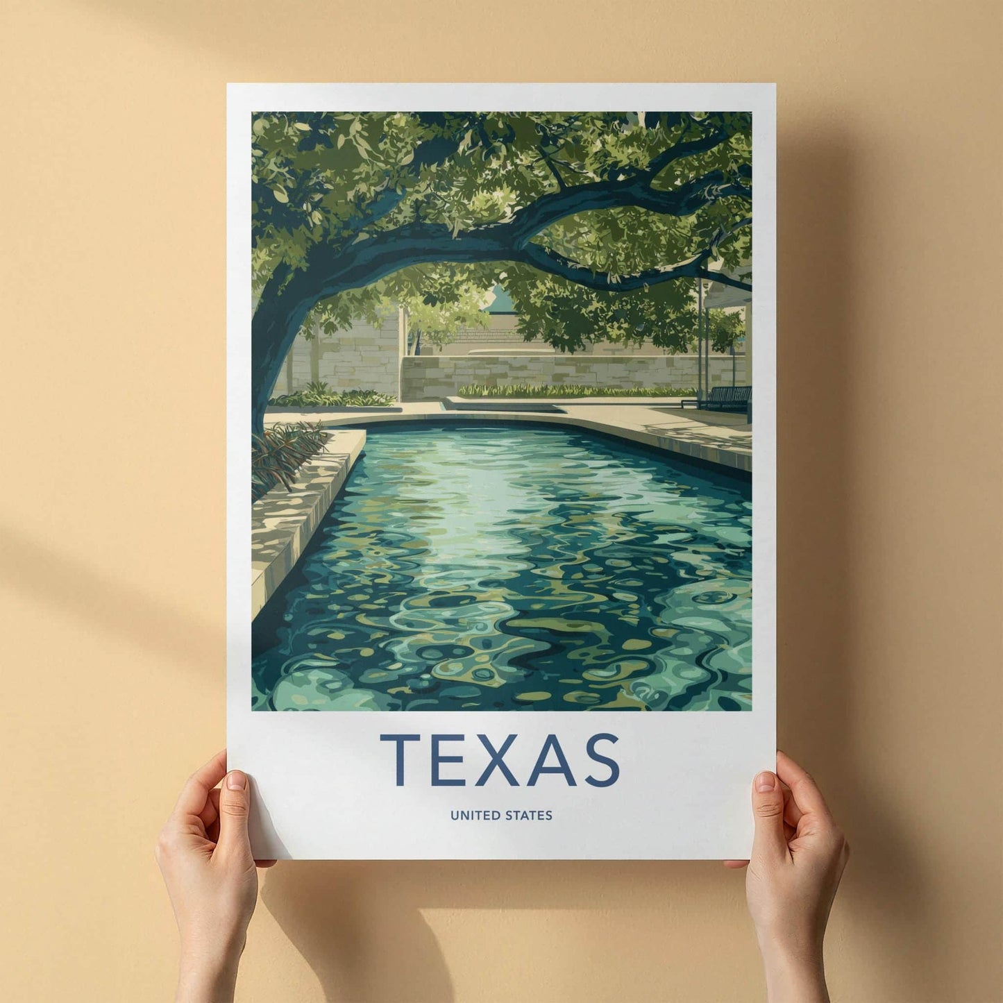 Texas Poster - Texas Travel Art - Shaded Water Feature Home Decor