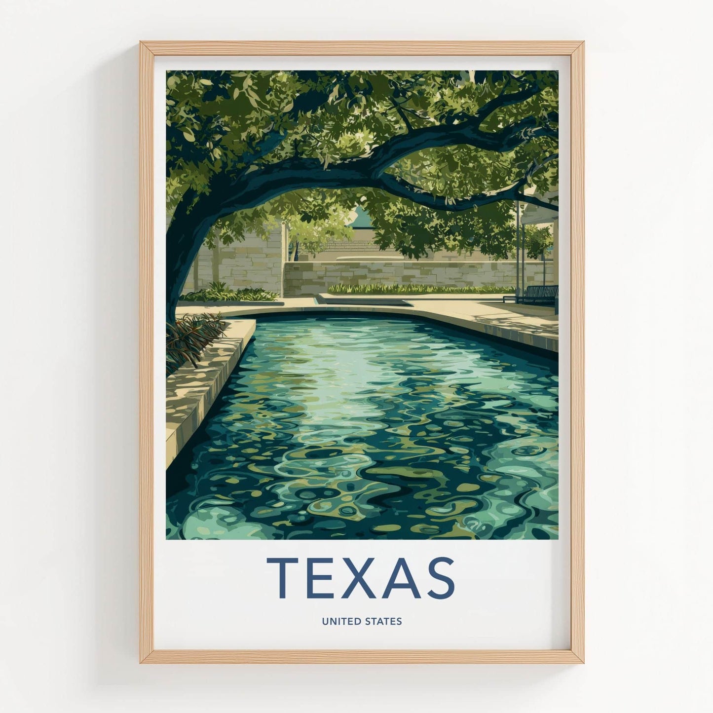 Texas Poster - Texas Travel Art - Shaded Water Feature Home Decor