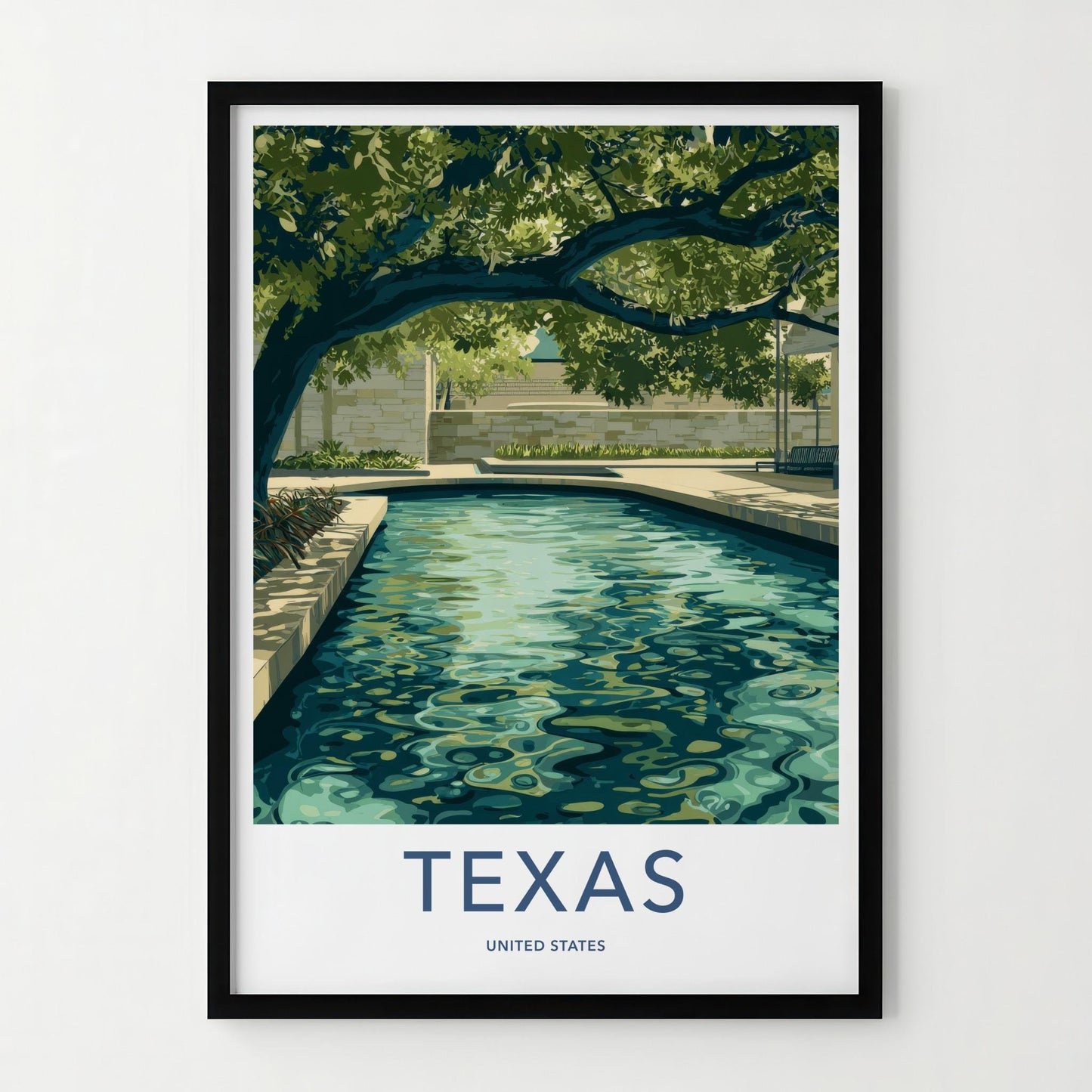 Texas Poster - Texas Travel Art - Shaded Water Feature Home Decor