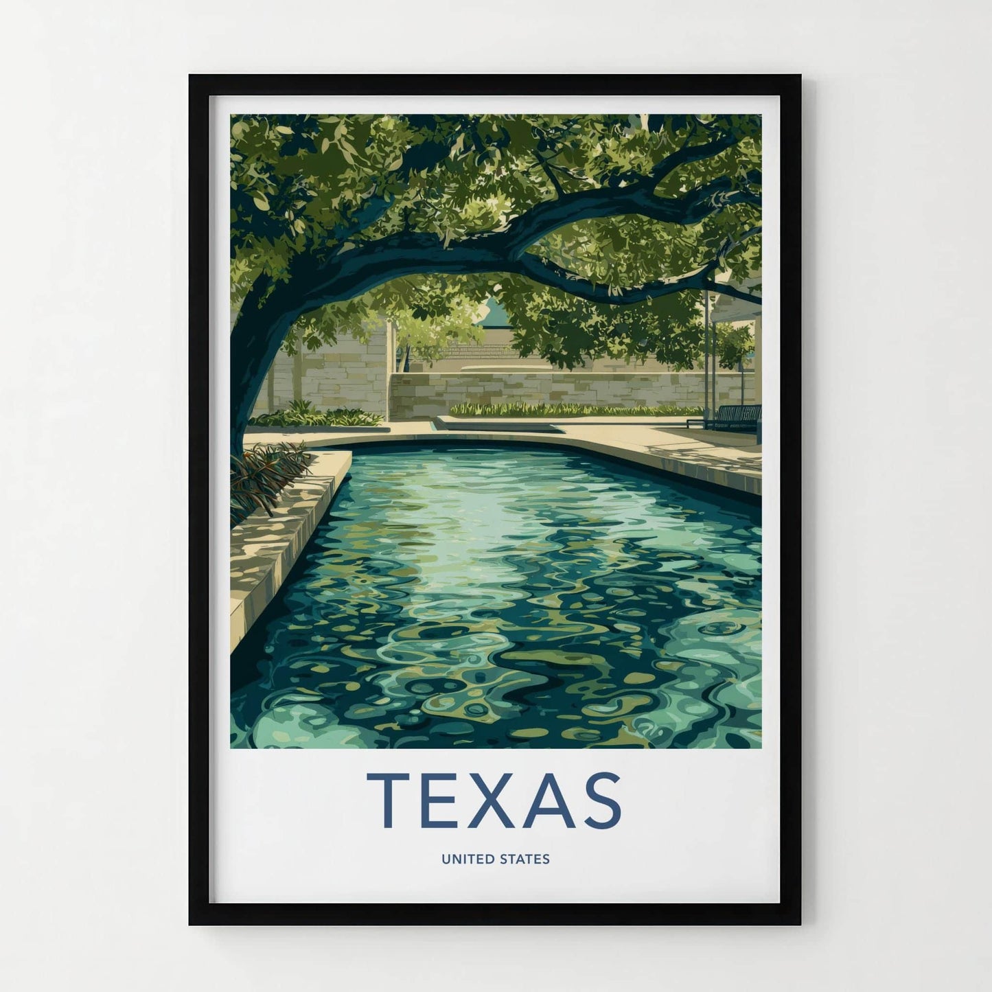 Texas Poster - Texas Travel Art - Shaded Water Feature Home Decor