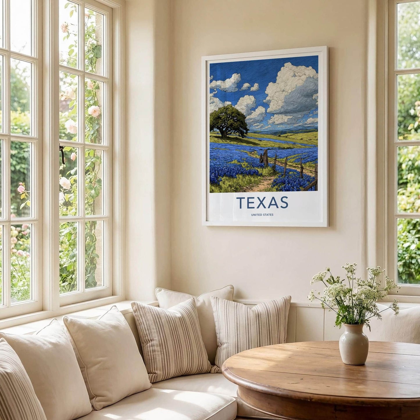 Texas Poster - Texas Wall Art - Bluebonnet Field Path Home Decor