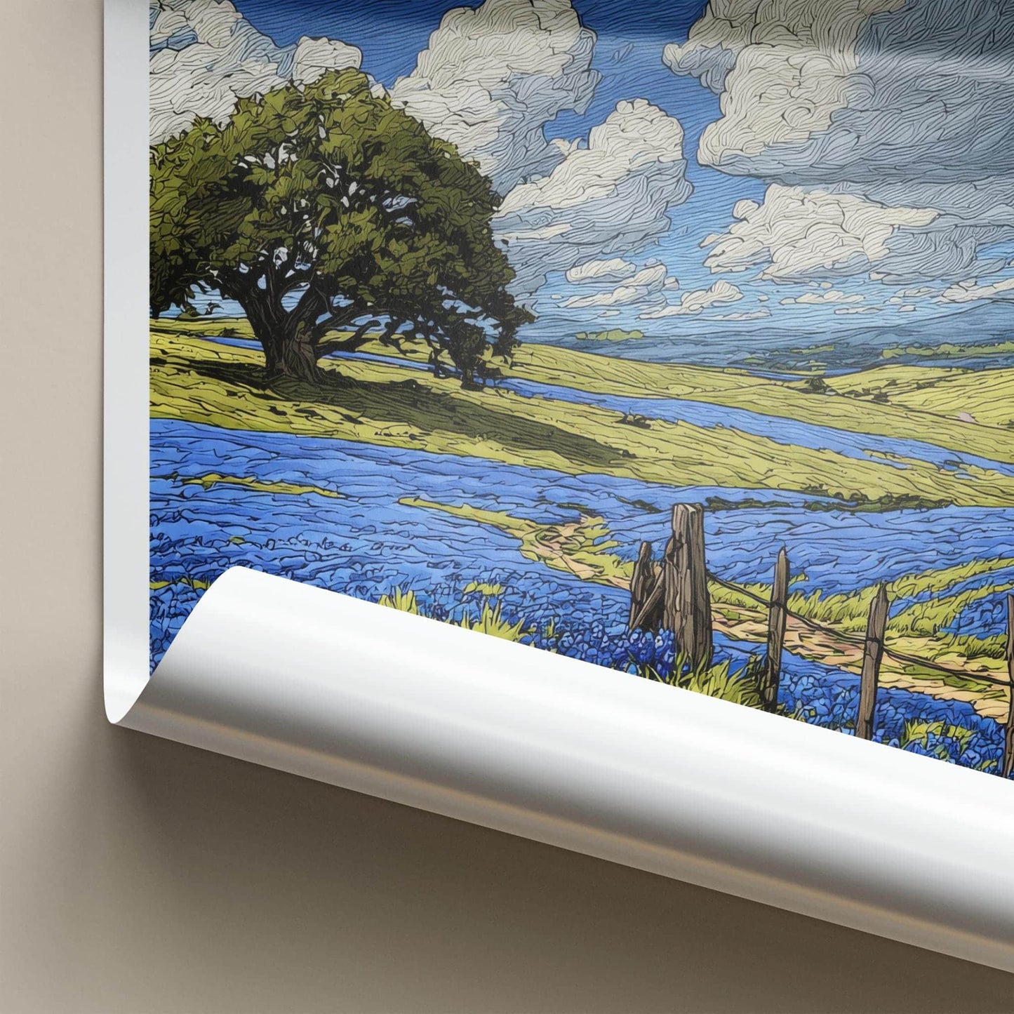 Texas Poster - Texas Wall Art - Bluebonnet Field Path Home Decor