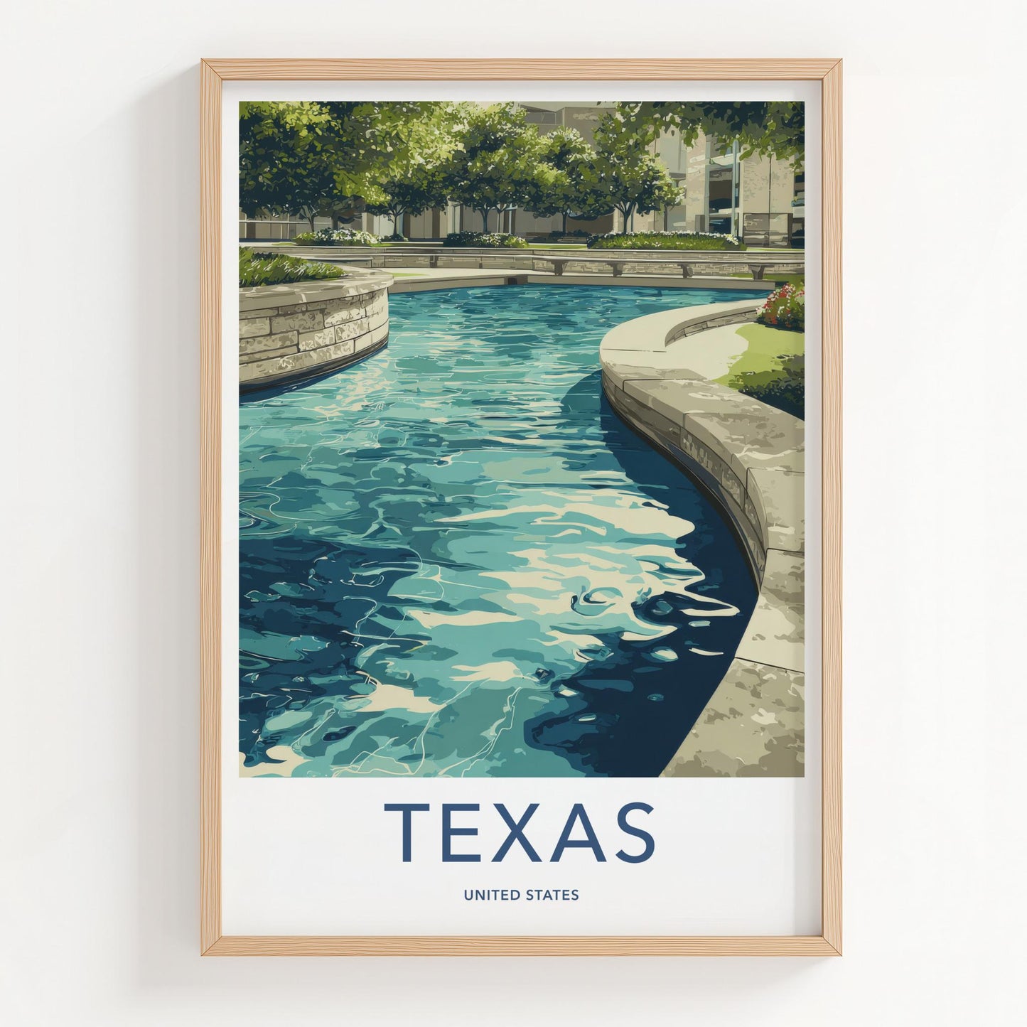 Texas Poster - Texas Wall Art - Vibrant Water Feature Home Decor