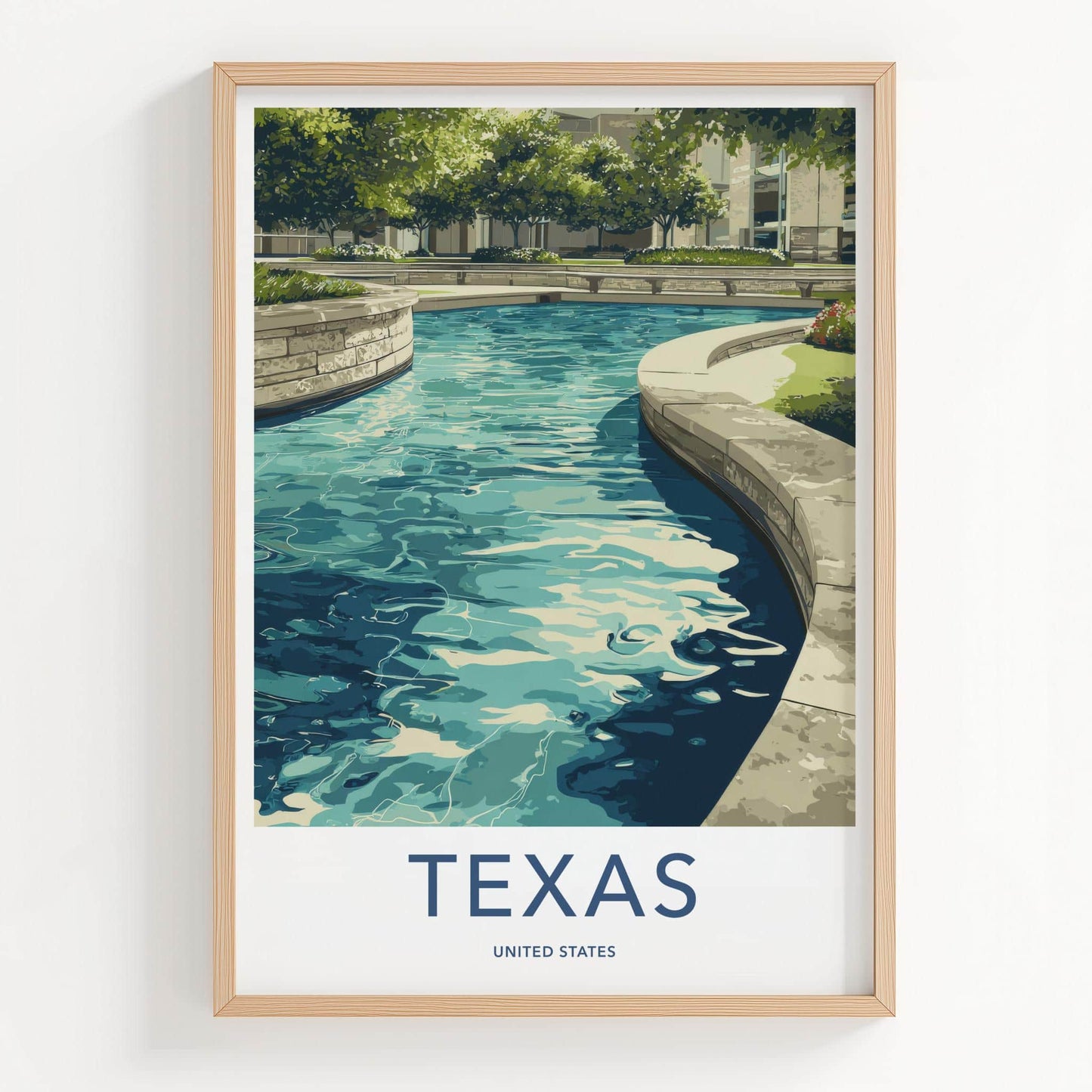 Texas Poster - Texas Wall Art - Vibrant Water Feature Home Decor