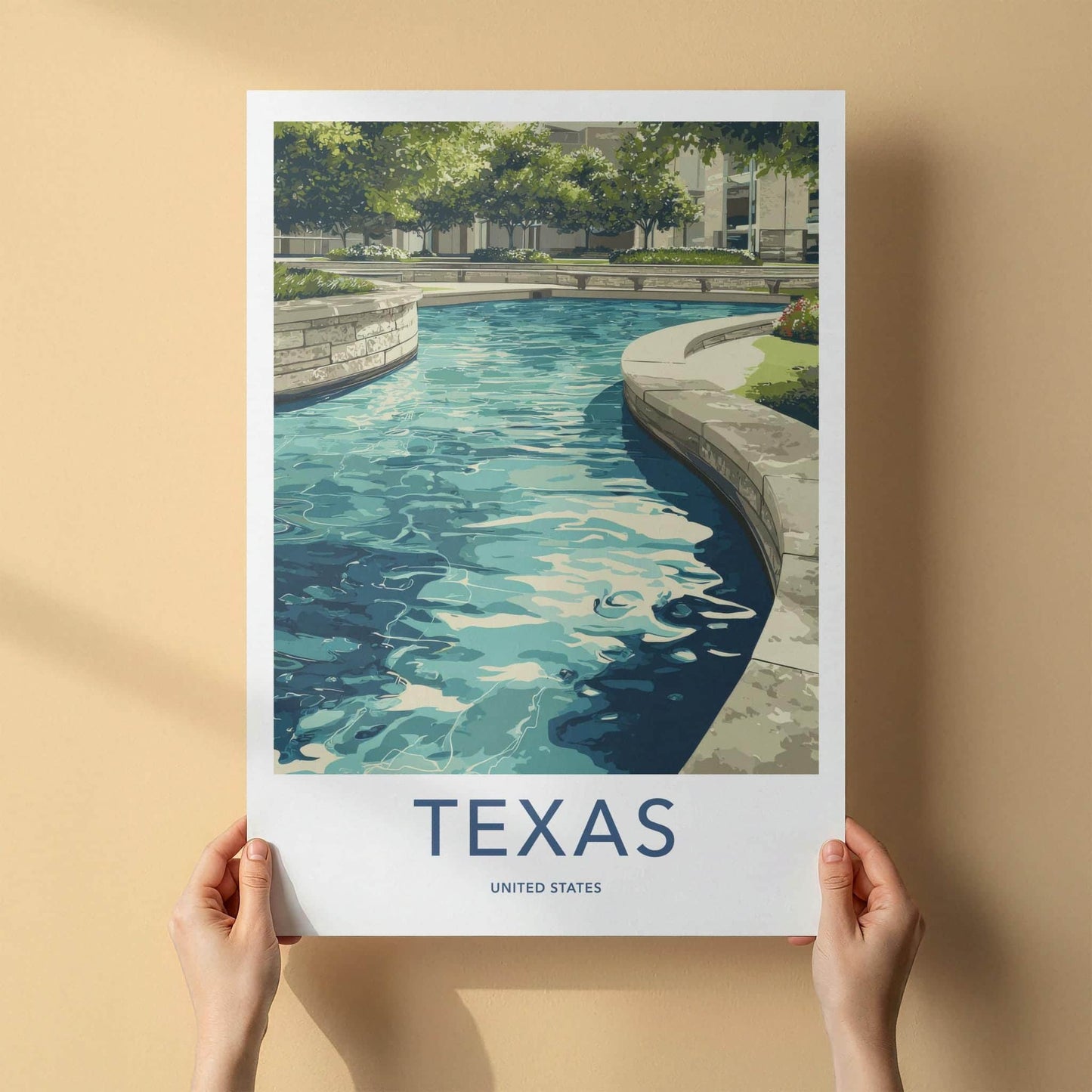 Texas Poster - Texas Wall Art - Vibrant Water Feature Home Decor