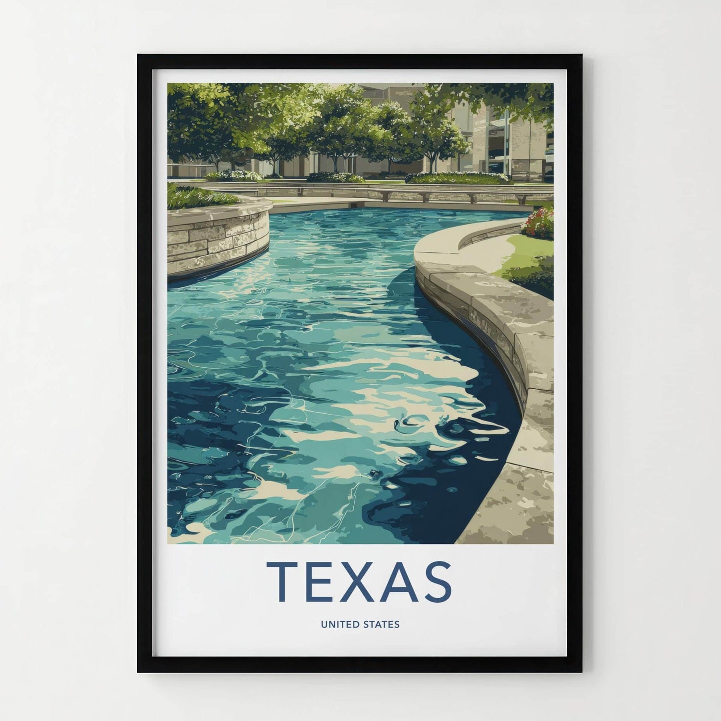 Texas Poster - Texas Wall Art - Vibrant Water Feature Home Decor