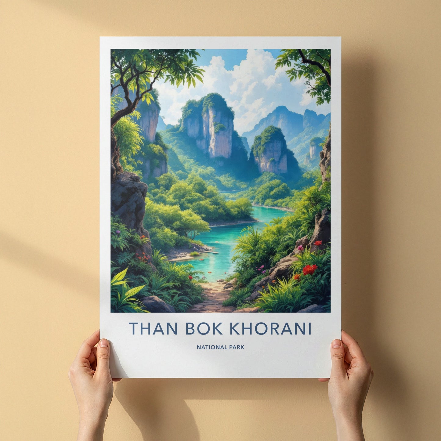 Than Bok Khorani National Park Poster - Thailand Travel Art - Lush River Karst Home Decor