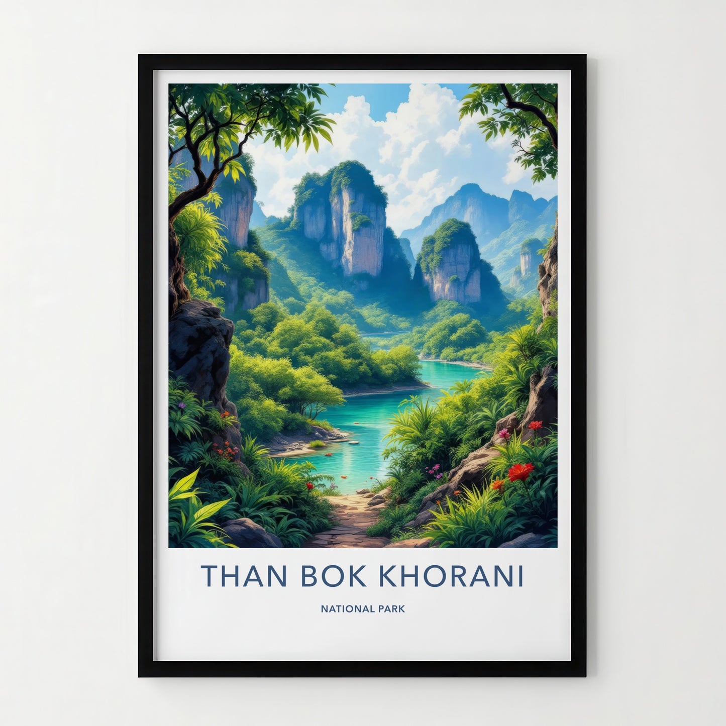 Than Bok Khorani National Park Poster - Thailand Travel Art - Lush River Karst Home Decor