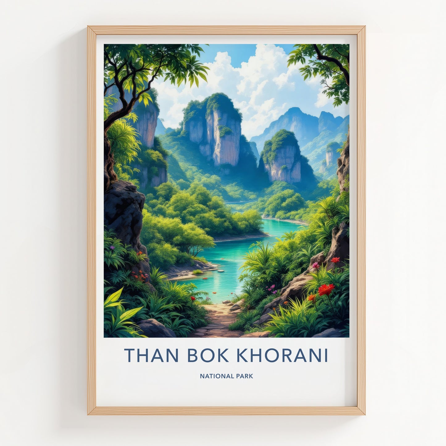 Than Bok Khorani National Park Poster - Thailand Travel Art - Lush River Karst Home Decor