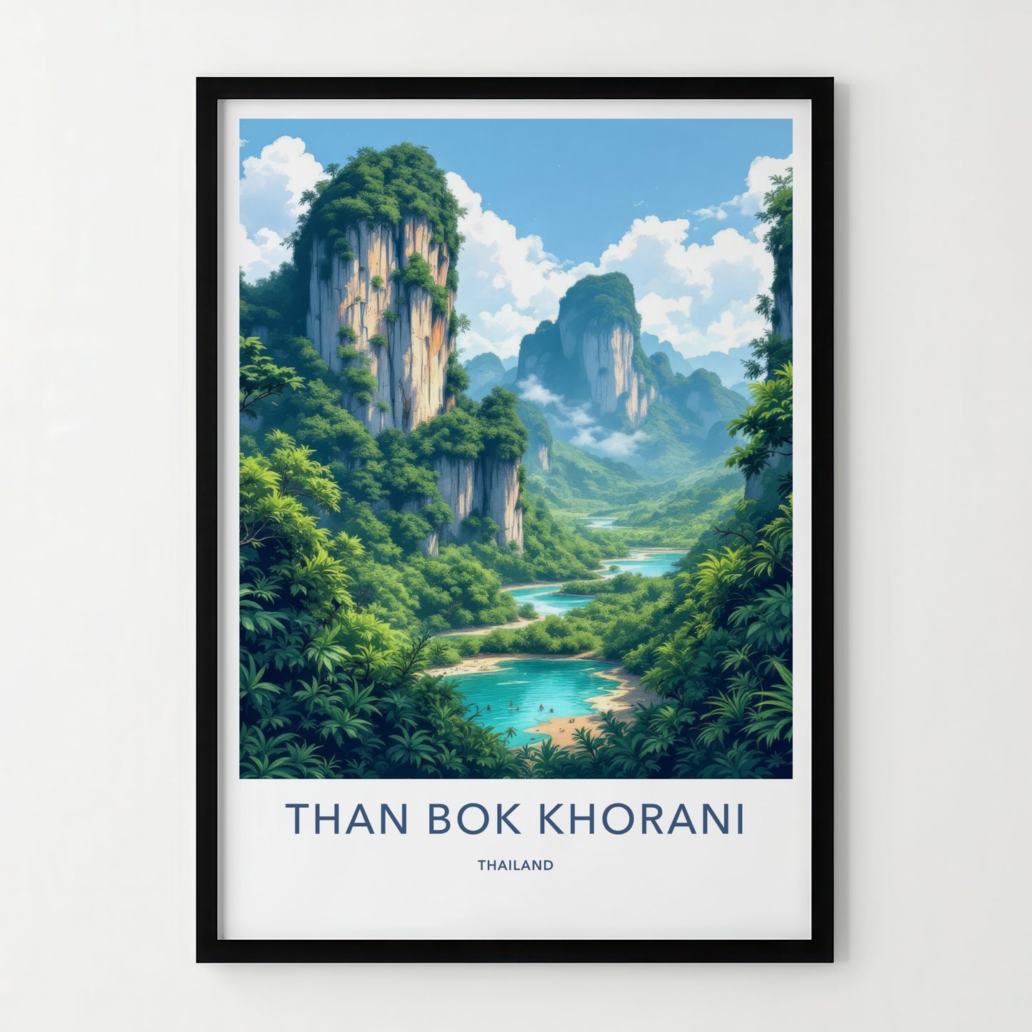 Than Bok Khorani Poster - Thailand Travel Art - Lush Tropical Karst Home Decor