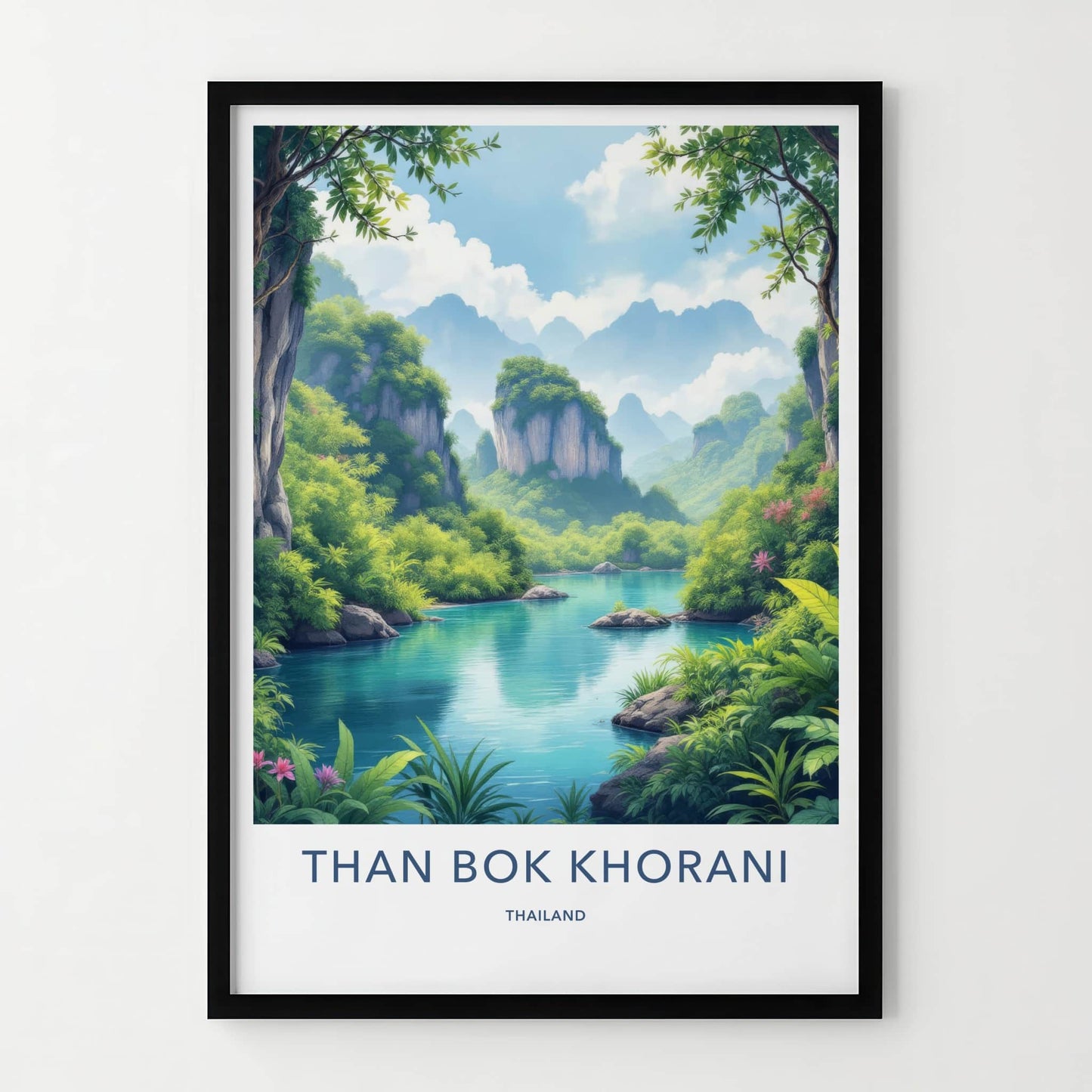 Than Bok Khorani Poster - Thailand Travel Art - Peaceful Green Lagoon Home Decor