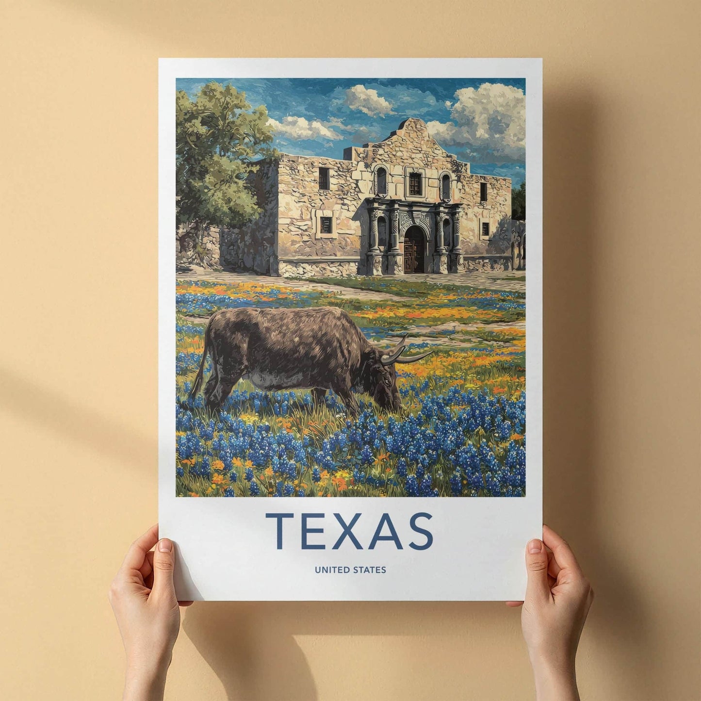 The Alamo Poster - Texas Framed Print - Historic Alamo Longhorn Lounge Decor