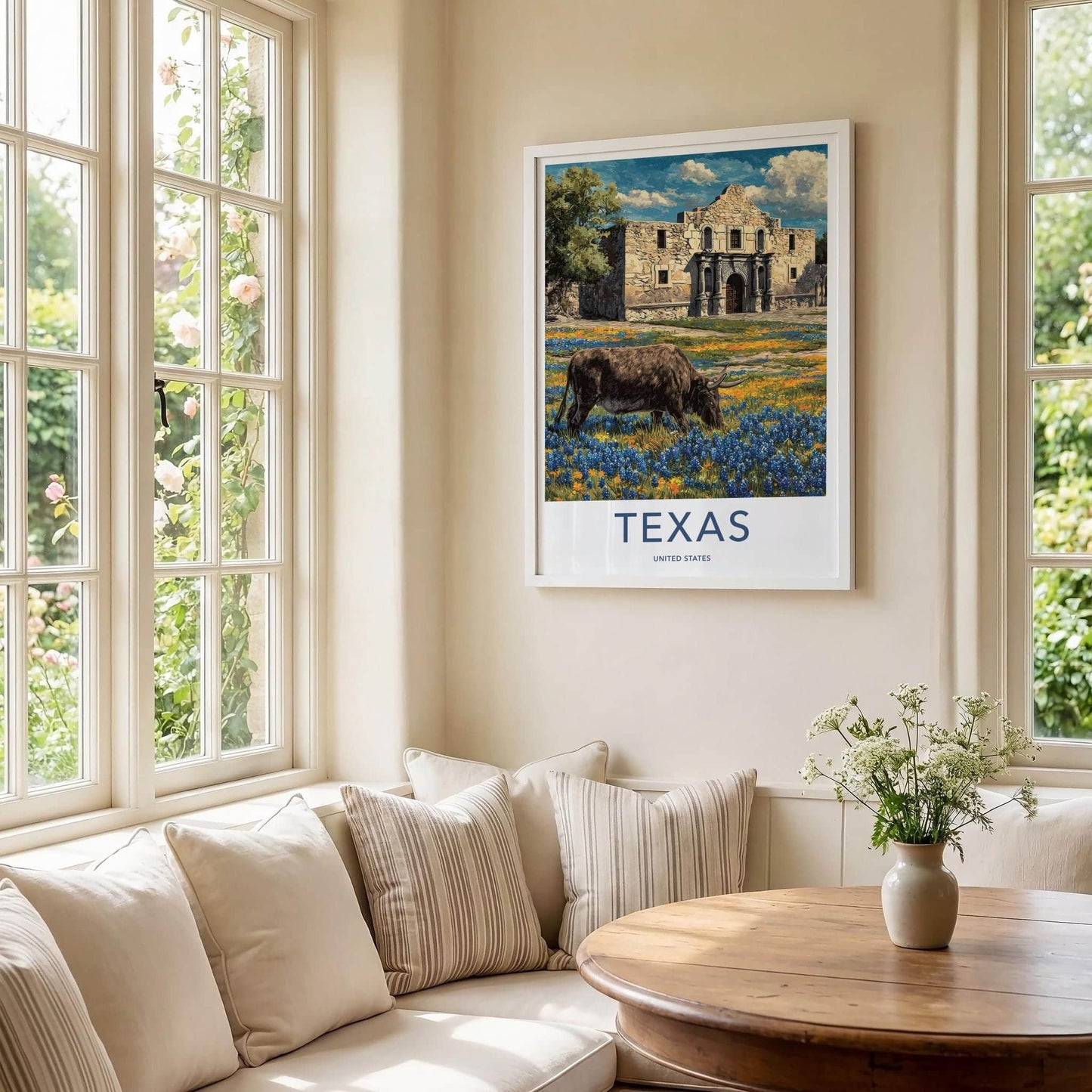 The Alamo Poster - Texas Framed Print - Historic Alamo Longhorn Lounge Decor