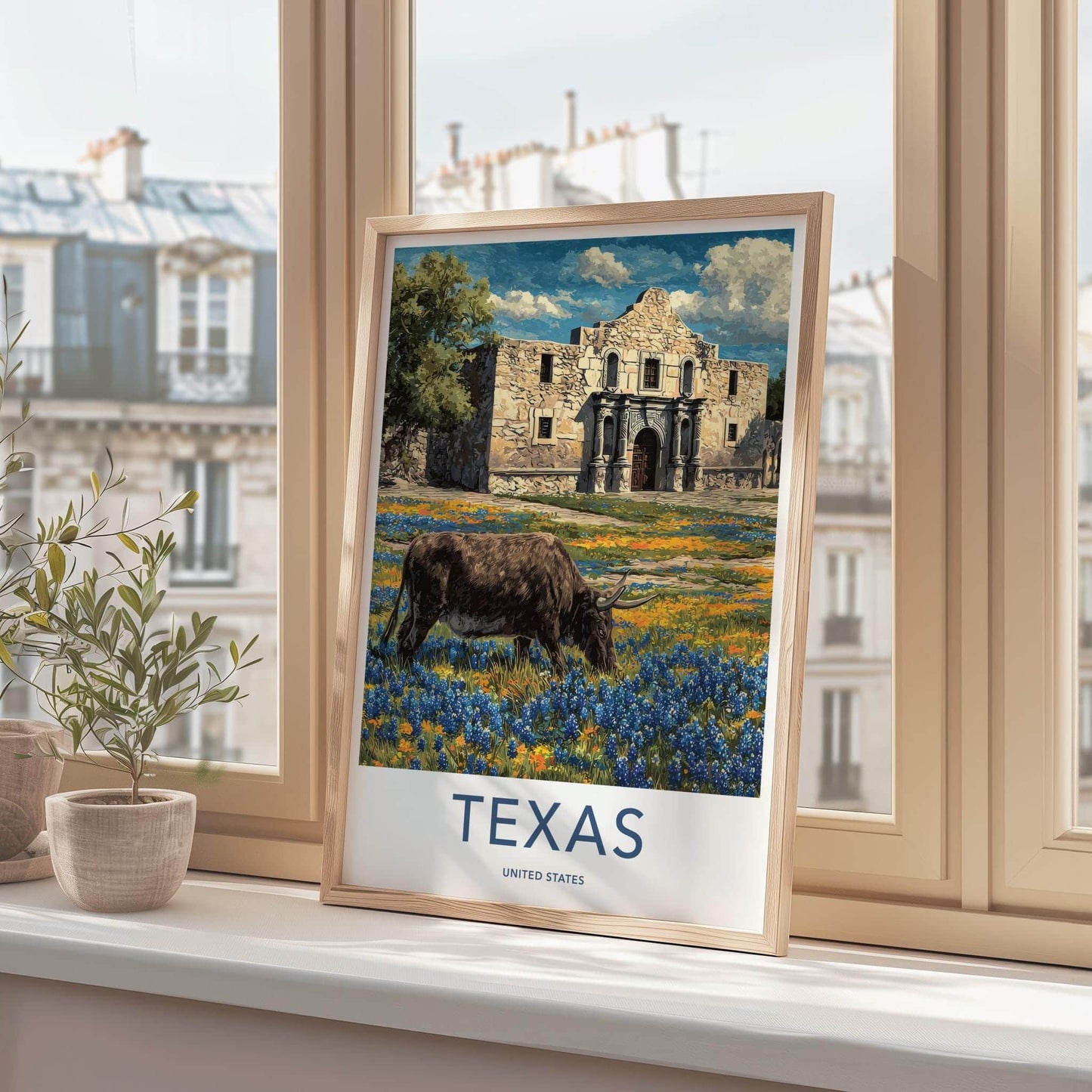 The Alamo Poster - Texas Framed Print - Historic Alamo Longhorn Lounge Decor