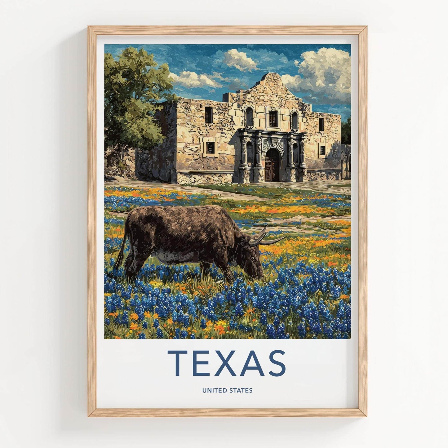 The Alamo Poster - Texas Framed Print - Historic Alamo Longhorn Lounge Decor