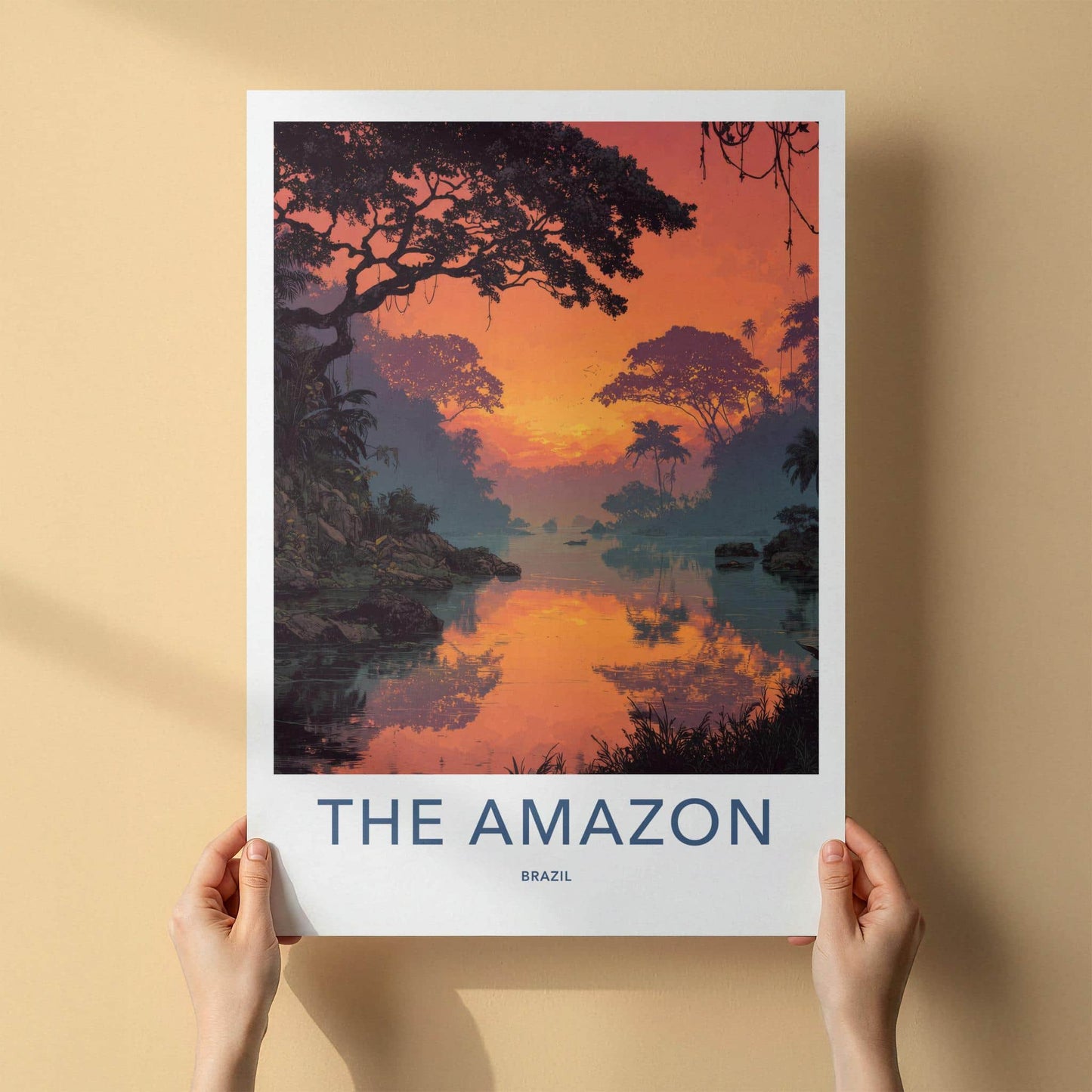 The Amazon Poster - Brazil Wall Art - Orange Jungle River Home Decor