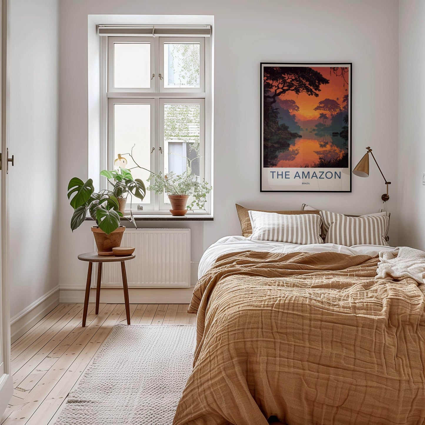The Amazon Poster - Brazil Wall Art - Orange Jungle River Home Decor