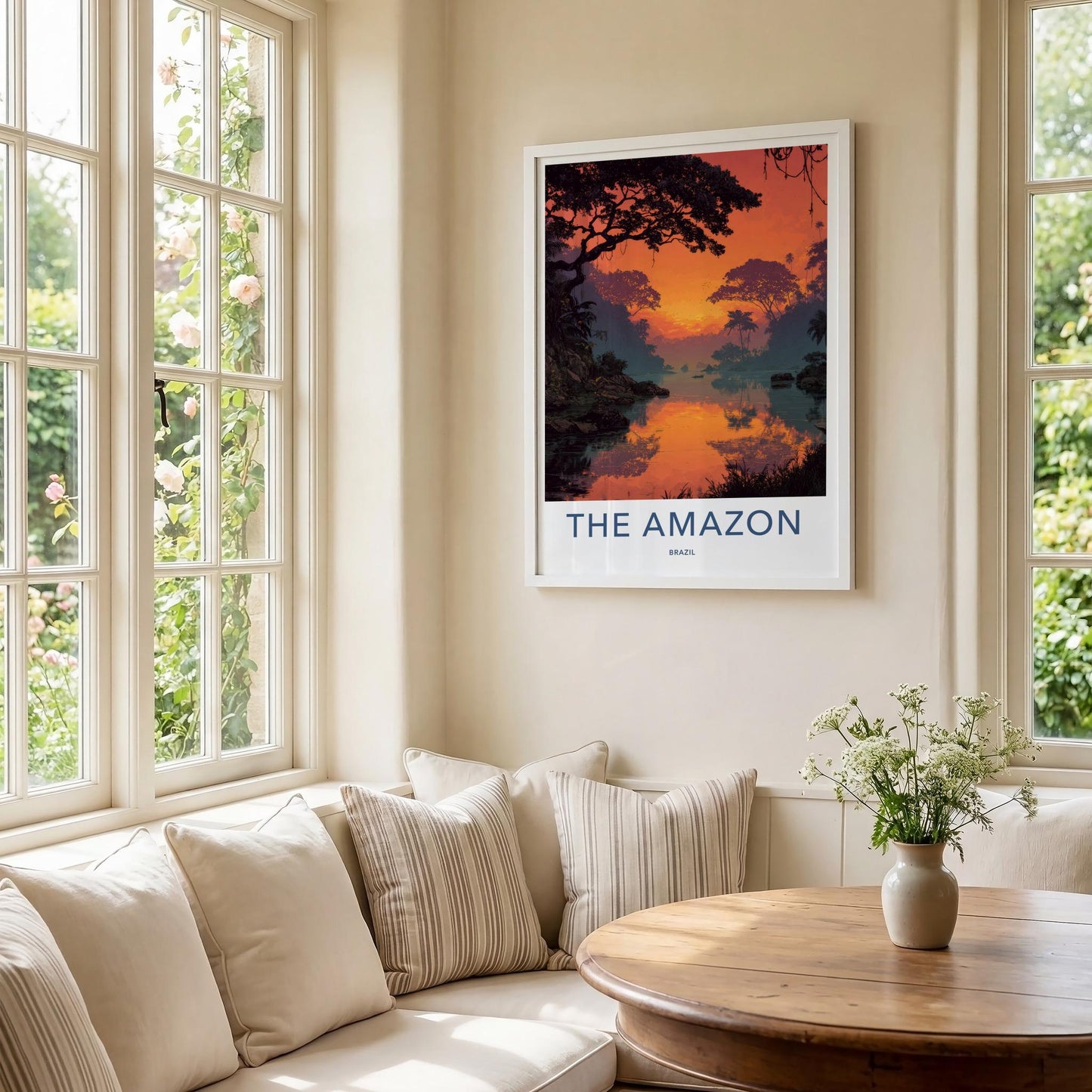 The Amazon Poster - Brazil Wall Art - Orange Jungle River Home Decor