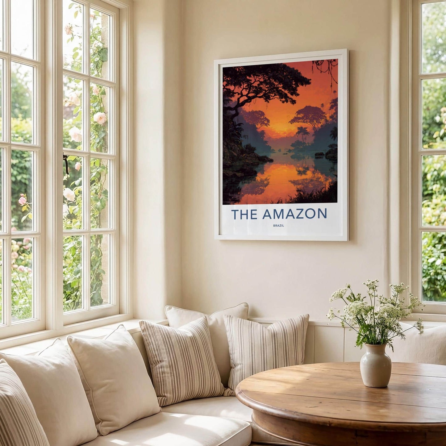 The Amazon Poster - Brazil Wall Art - Orange Jungle River Home Decor