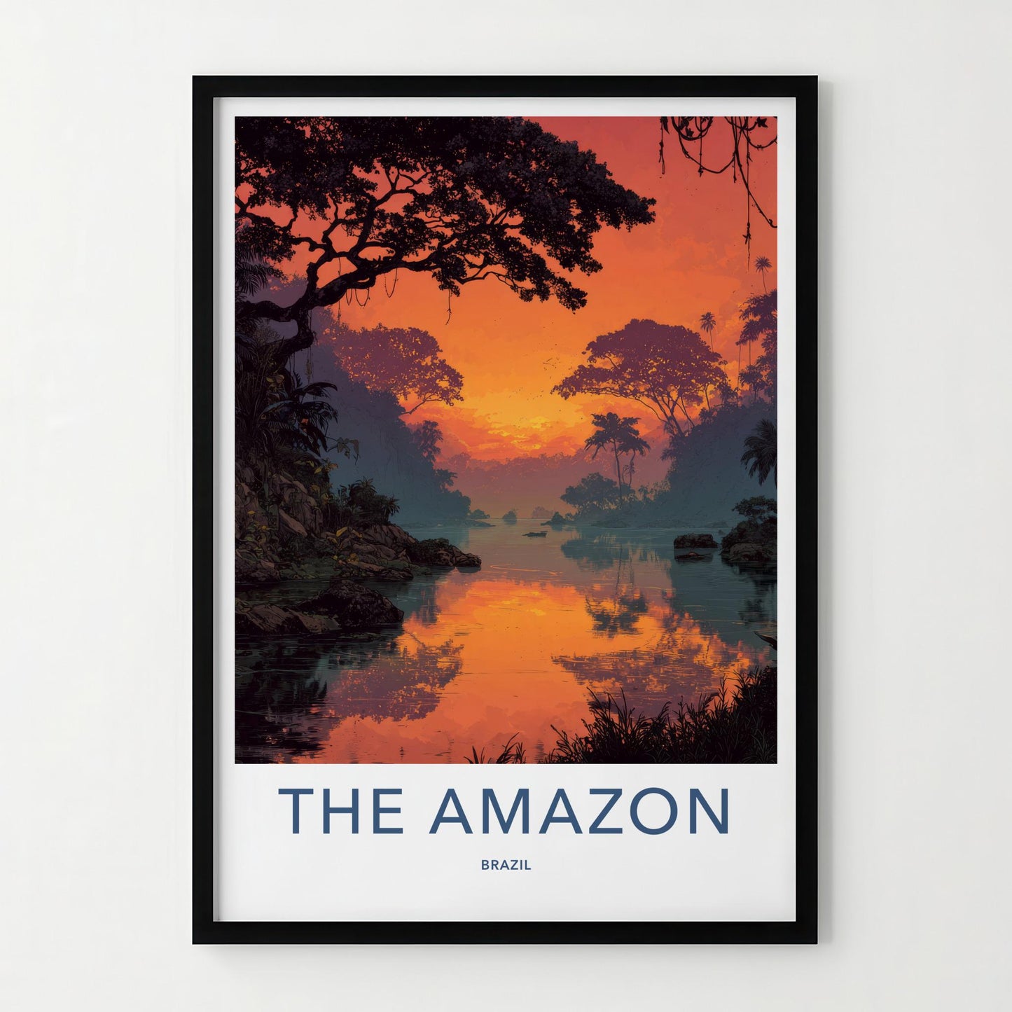 The Amazon Poster - Brazil Wall Art - Orange Jungle River Home Decor