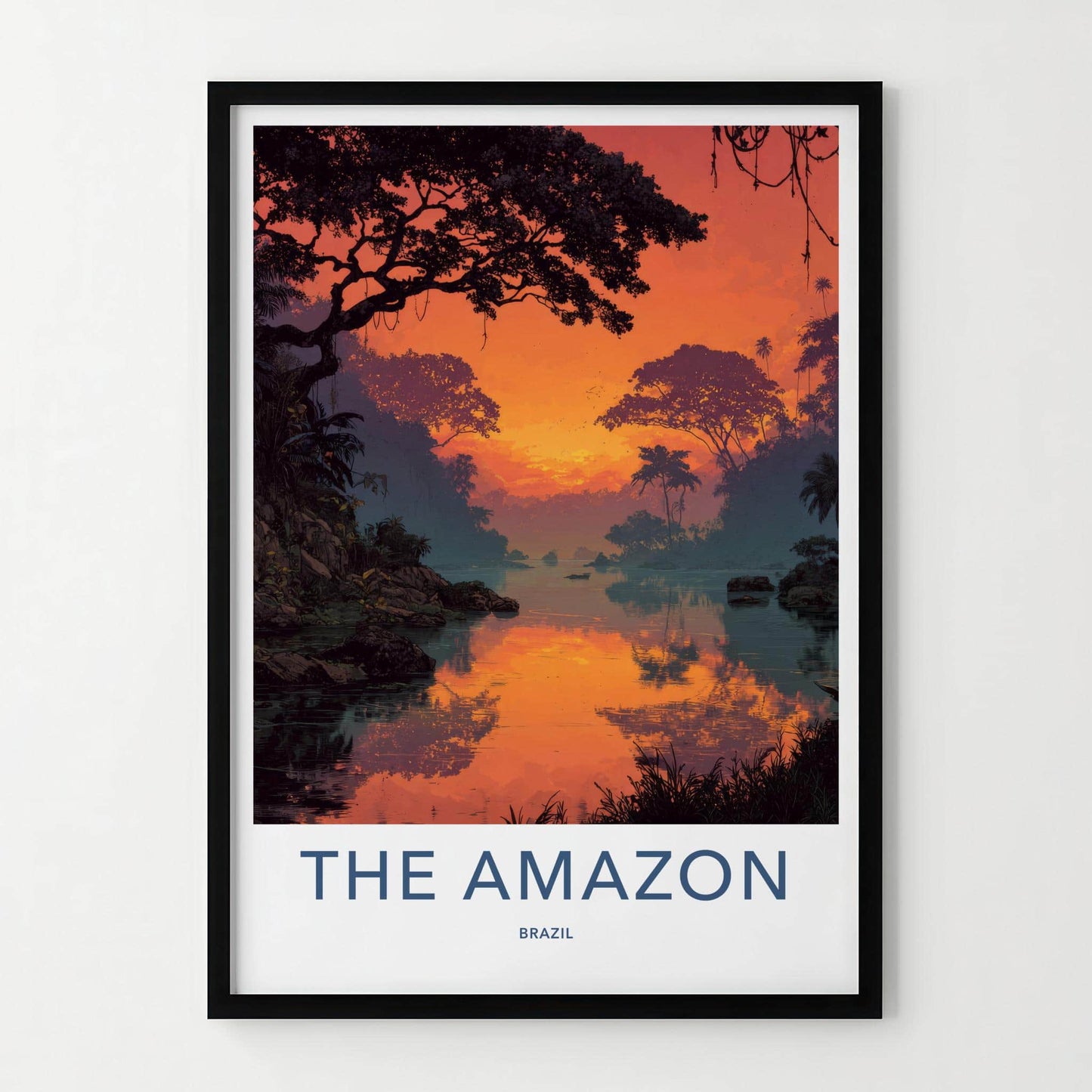 The Amazon Poster - Brazil Wall Art - Orange Jungle River Home Decor