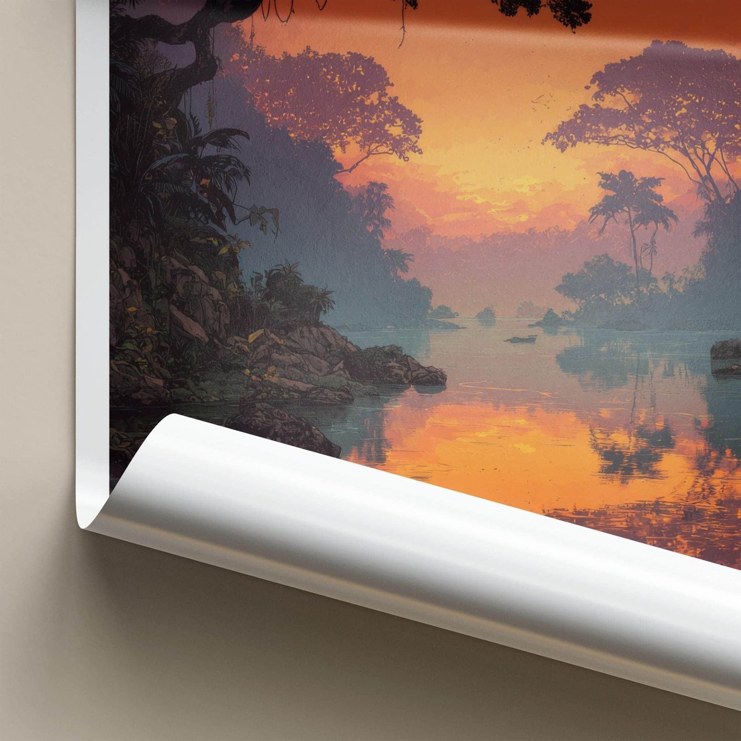 The Amazon Poster - Brazil Wall Art - Orange Jungle River Home Decor