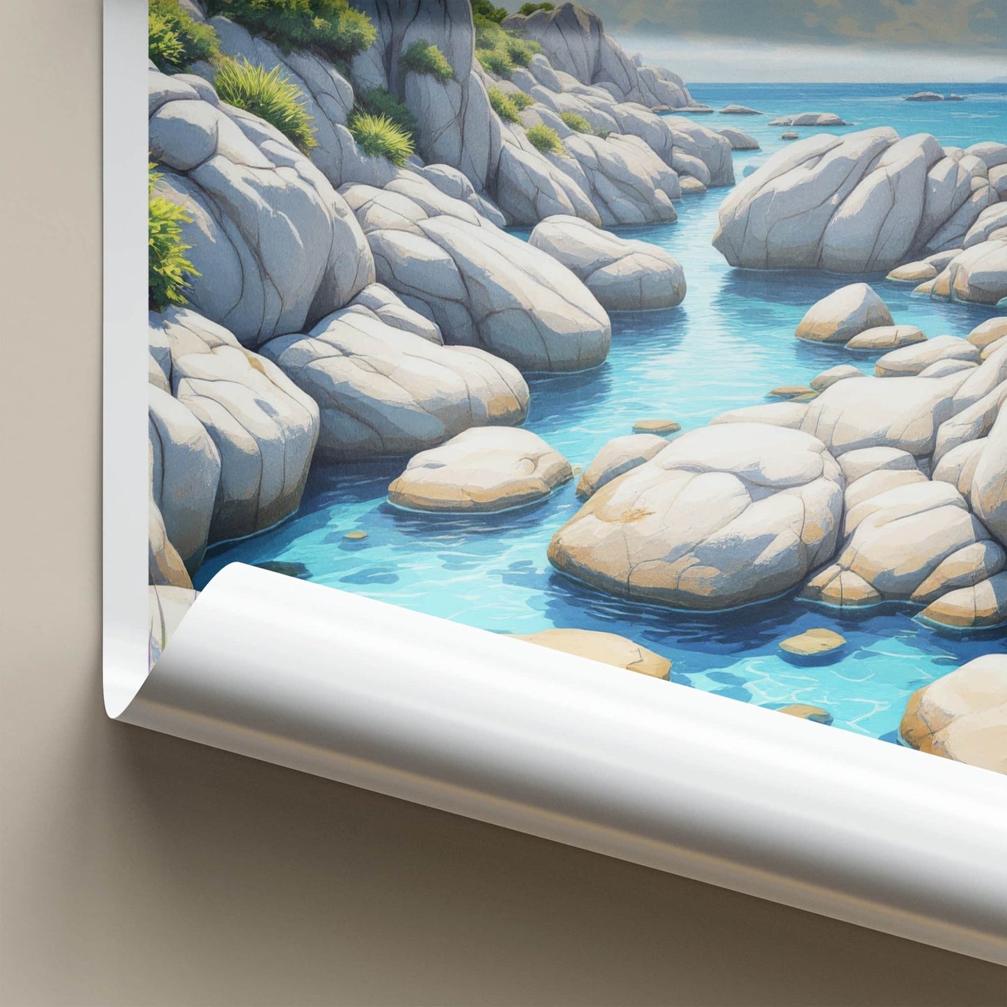 The Baths Poster - British Virgin Islands Travel Art - Clear Water Boulders Home Decor