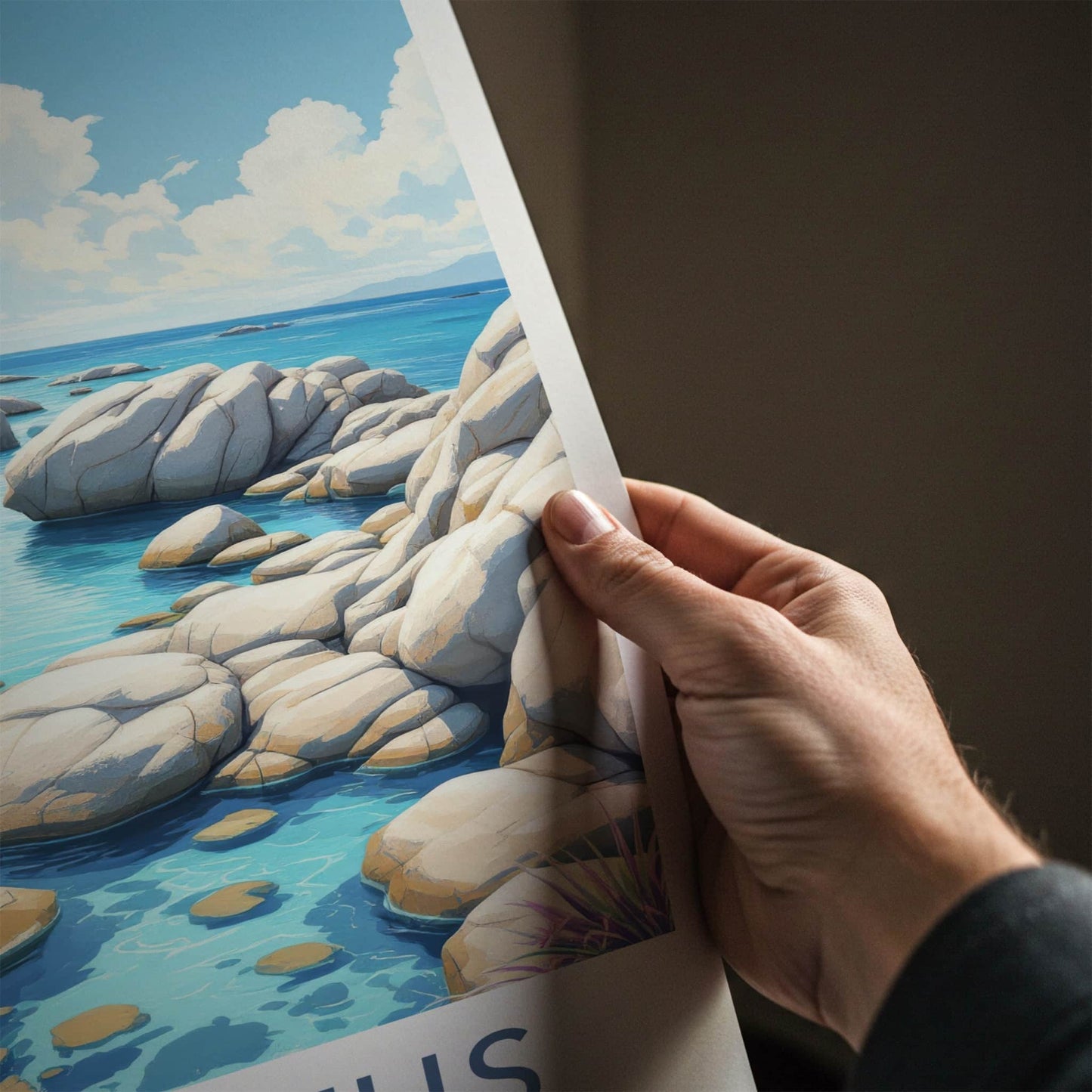The Baths Poster - British Virgin Islands Travel Art - Clear Water Boulders Home Decor