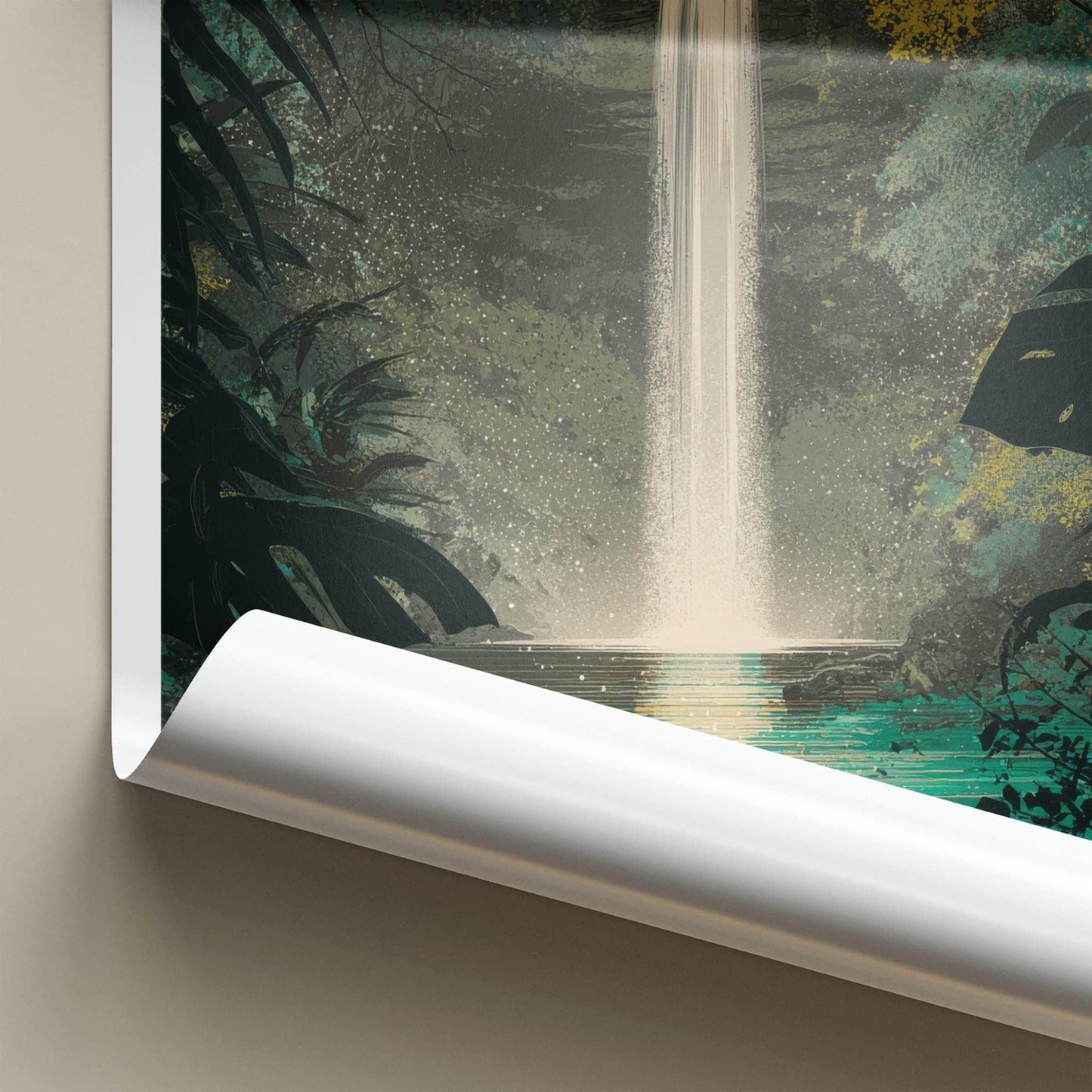 Tibumana Falls Poster - Indonesia Travel Art - Lush Jungle Waterfall Home Decor