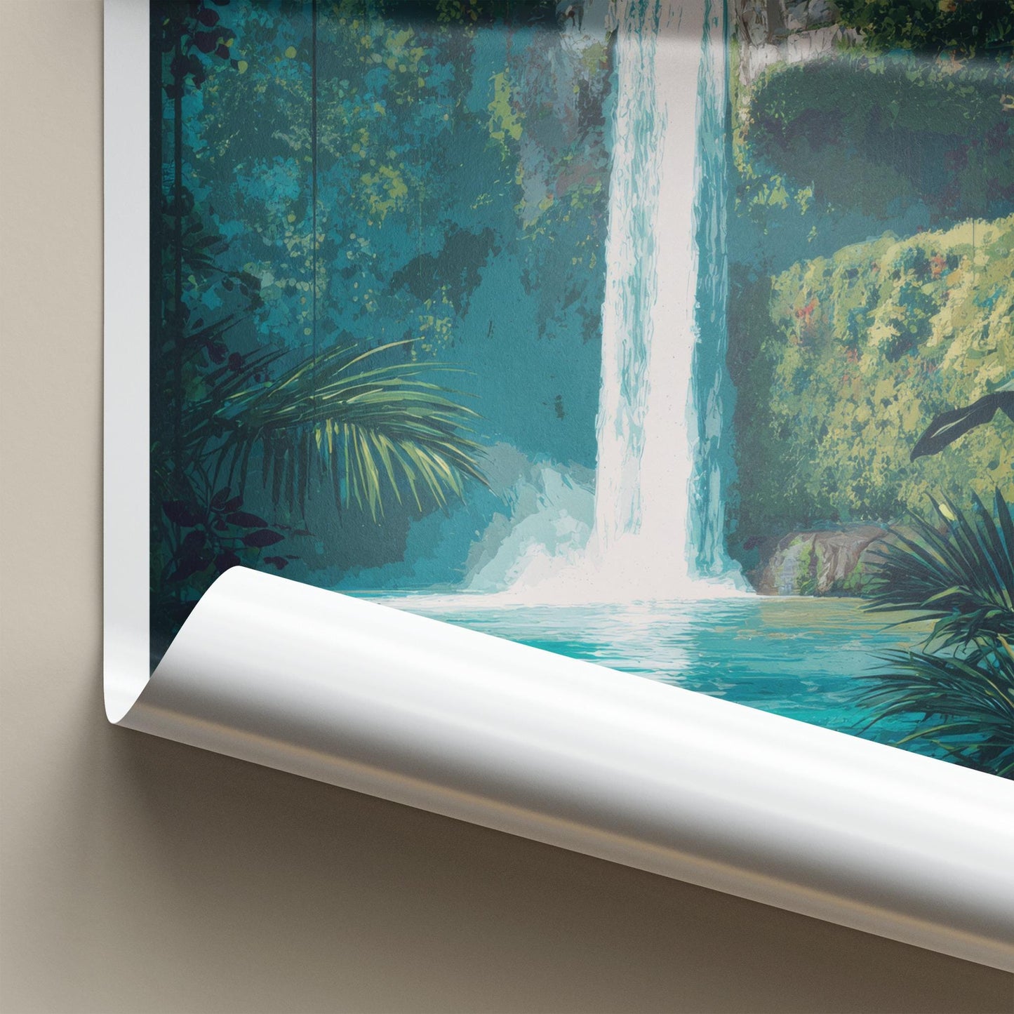 Tibumana Falls Poster - Indonesia Travel Art - Serene Jungle Falls Home Decor