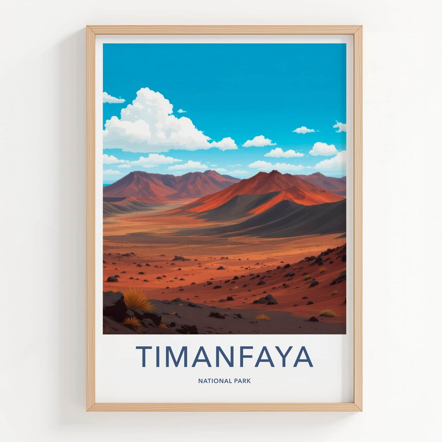 Timanfaya National Park Poster - Spain Travel Art - Red Mountain Desert Home Decor