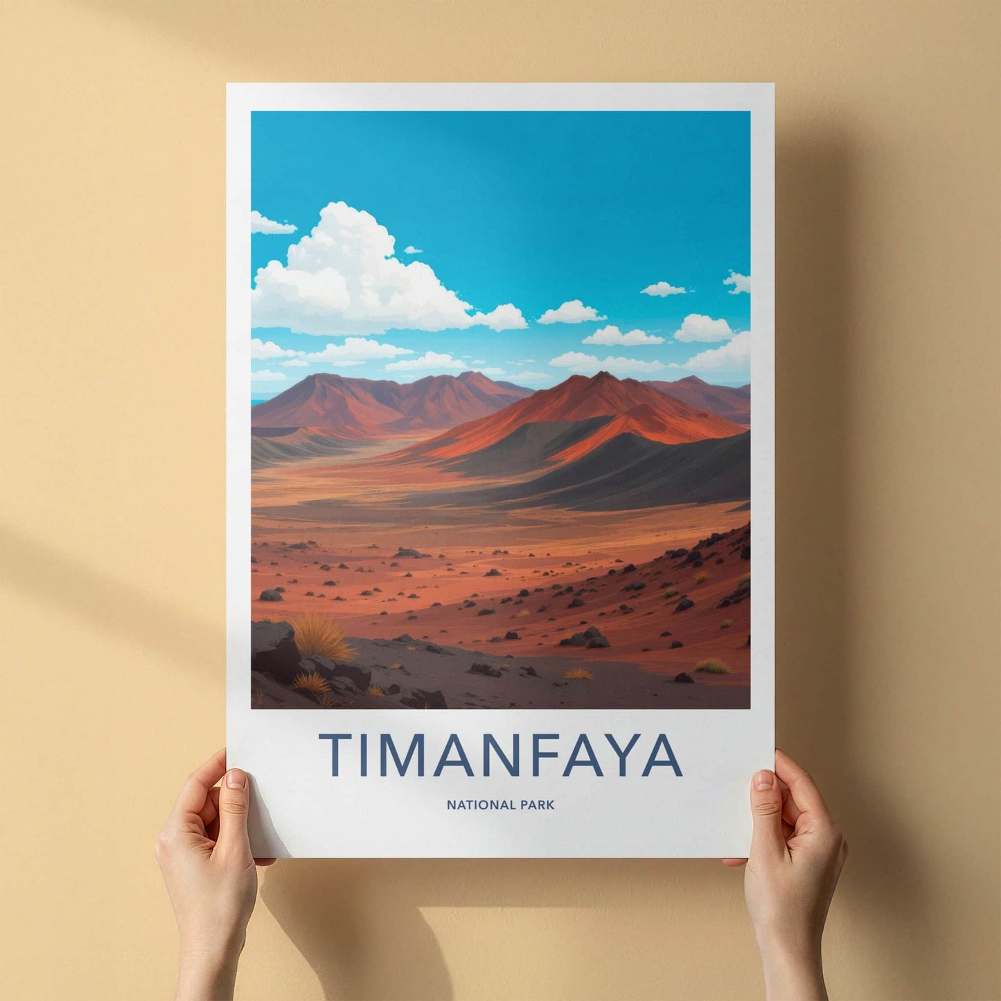 Timanfaya National Park Poster - Spain Travel Art - Red Mountain Desert Home Decor