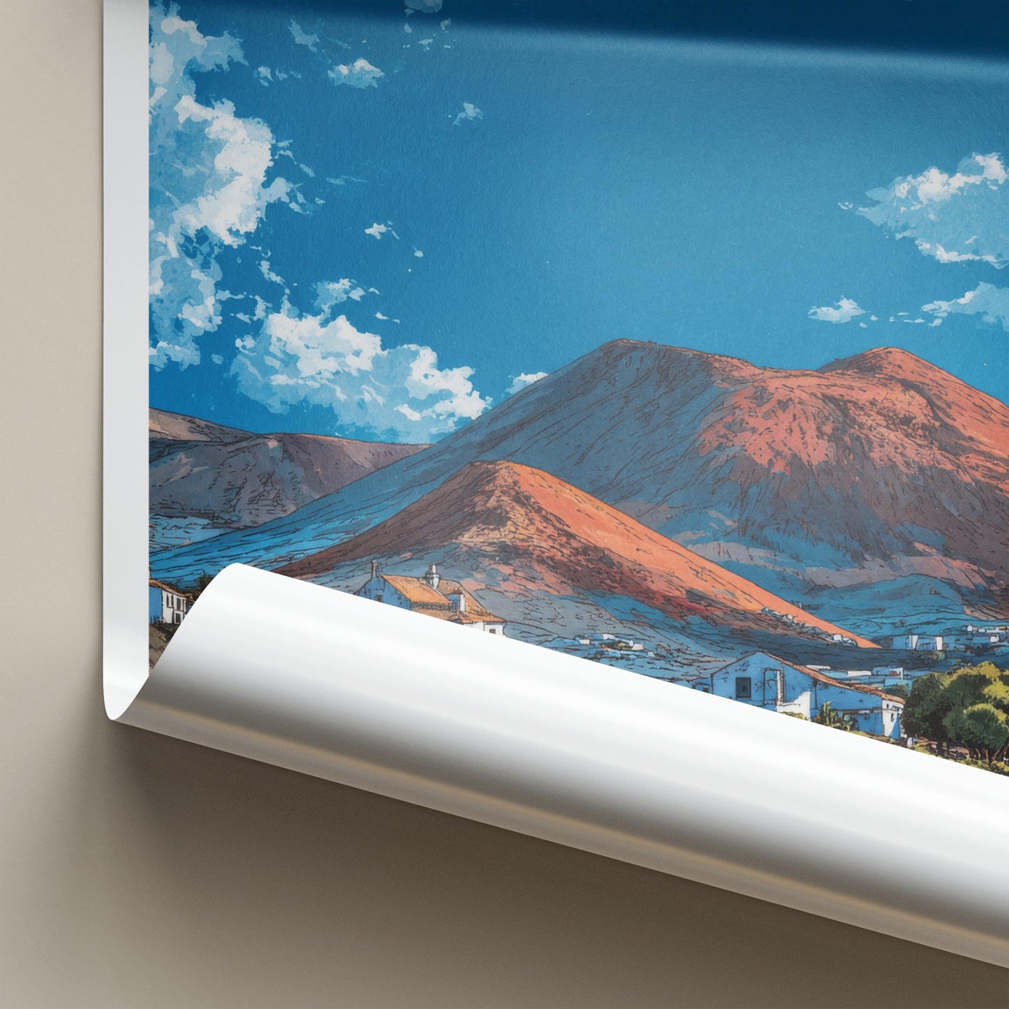 Timanfaya National Park Poster - Spain Travel Art - Volcanic Houses Landscape Home Decor
