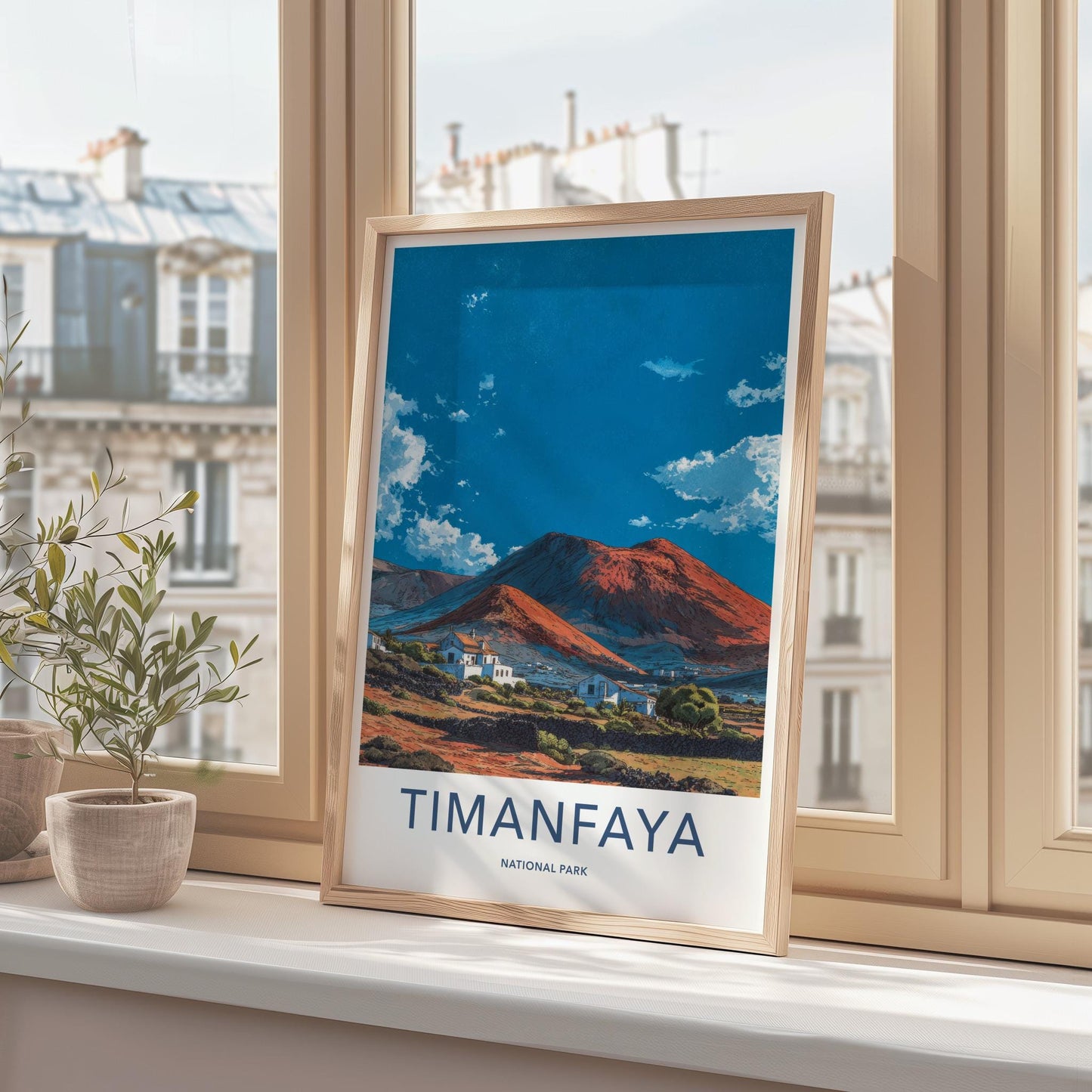 Timanfaya National Park Poster - Spain Travel Art - Volcanic Houses Landscape Home Decor