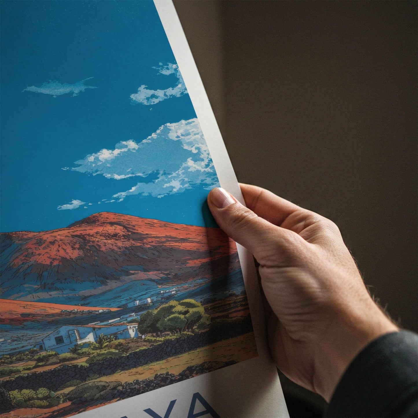 Timanfaya National Park Poster - Spain Travel Art - Volcanic Houses Landscape Home Decor