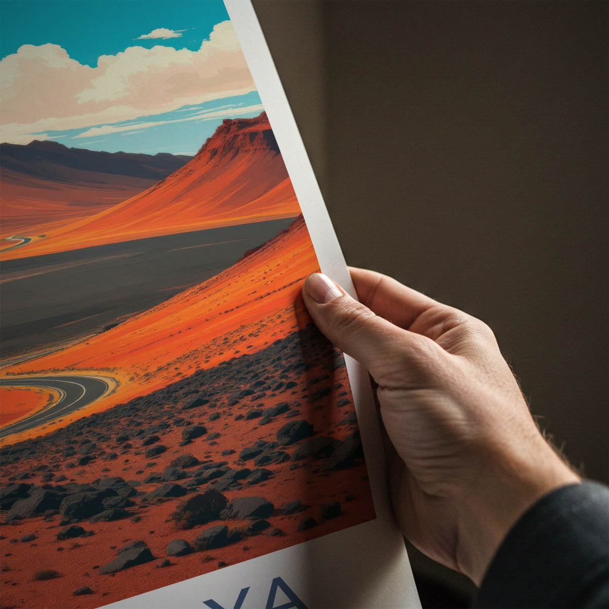 Timanfaya National Park Poster - Spain Travel Art - Winding Desert Road Home Decor